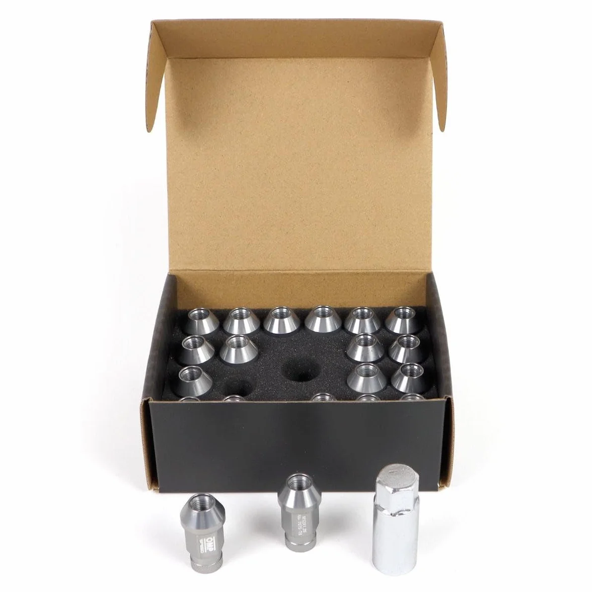 OMP SPEED Set 20 Dadi Ruota con M12X1.25 Metrico 19 Chiave Filettata Lunga da 40MM Grigio Alluminio Colore 7075