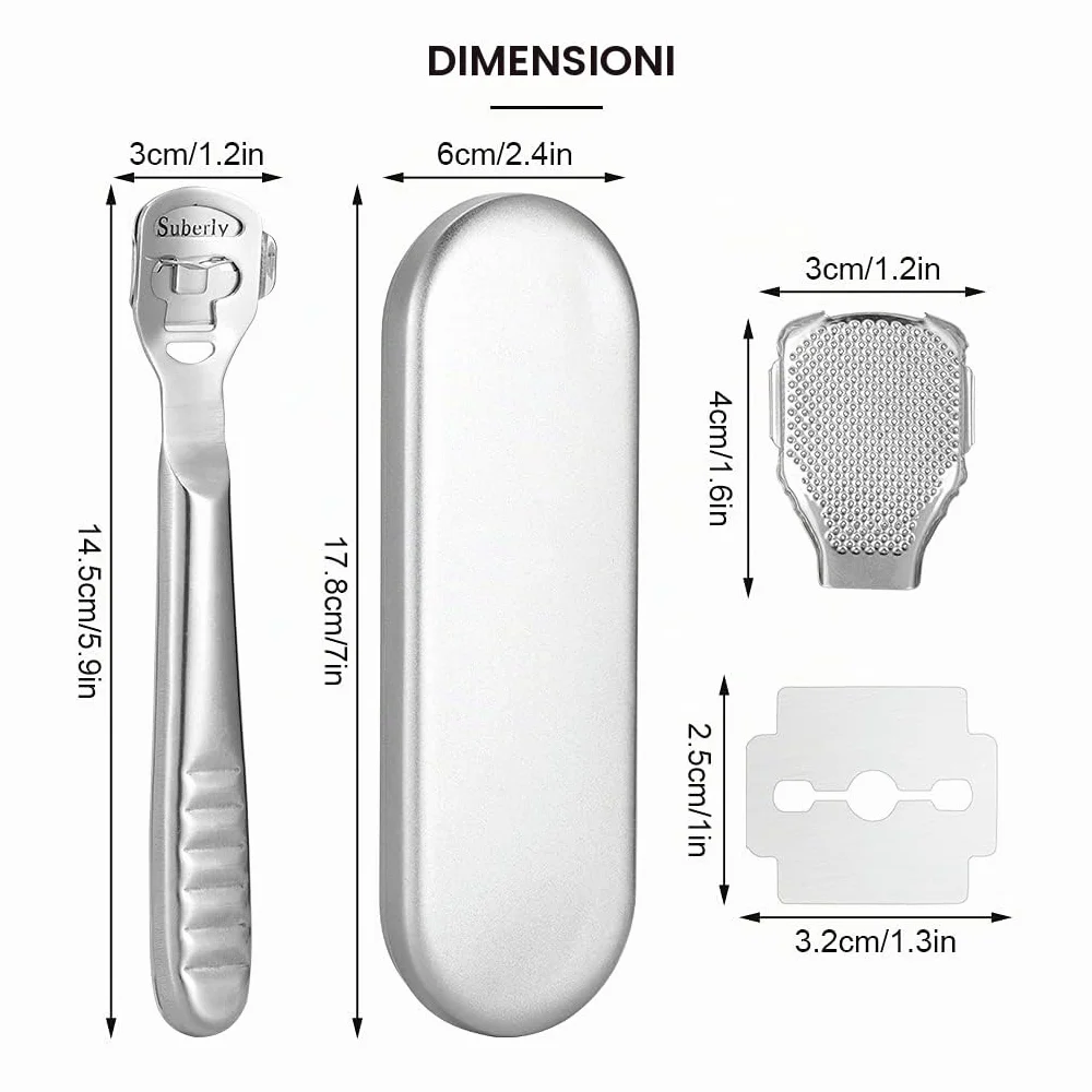 Vokmon Rasoio per Calli Pedicure Professionali - Lima per Piedi con Custodia & 20 lame Raspa Piedi per uomo donne - Pelle Dura Rimozione per Piedi