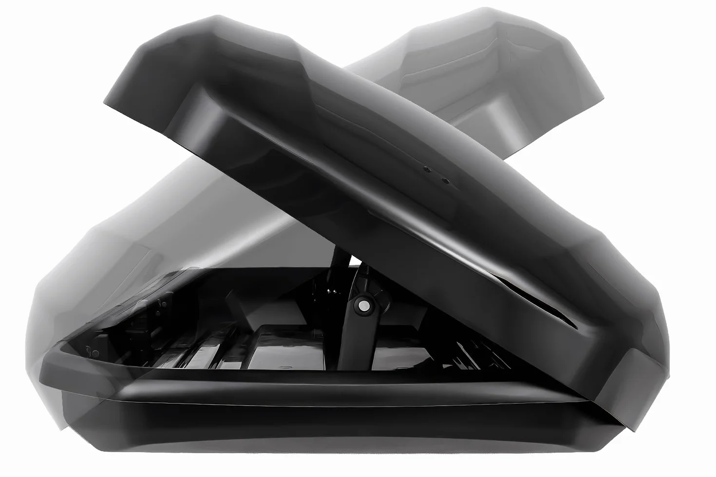 Box da Tetto Skugga L 660 Nero Lucido 300 Litri, Portabagagli Auto Aerodinamico Basso 28 cm, Portata 75 kg con Apertura Bidirezionale e Perfect System