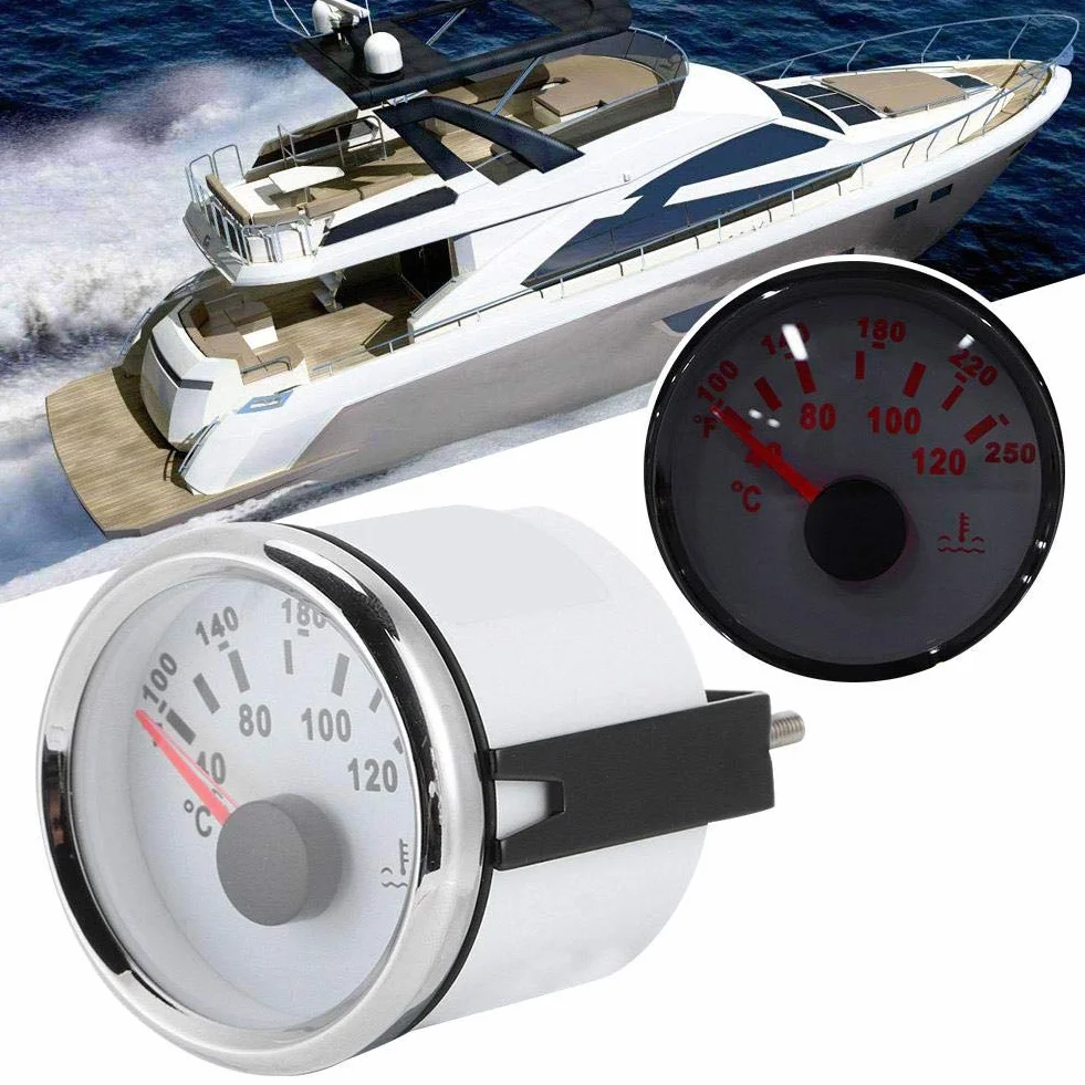 Aramox Indicatore Temperatura Acqua Marina 52mm 40 120°C IP67 Impermeabile Acciaio Inossidabile 316L 12V 24V per Motori Barche