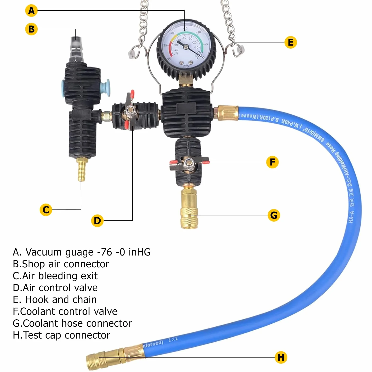 DAYUAN 28 Pezzi Universale Radiatore Pressione Tester Kit per Il Test del Sistema di Raffreddamento, Strumento ad Aria compressa per Auto