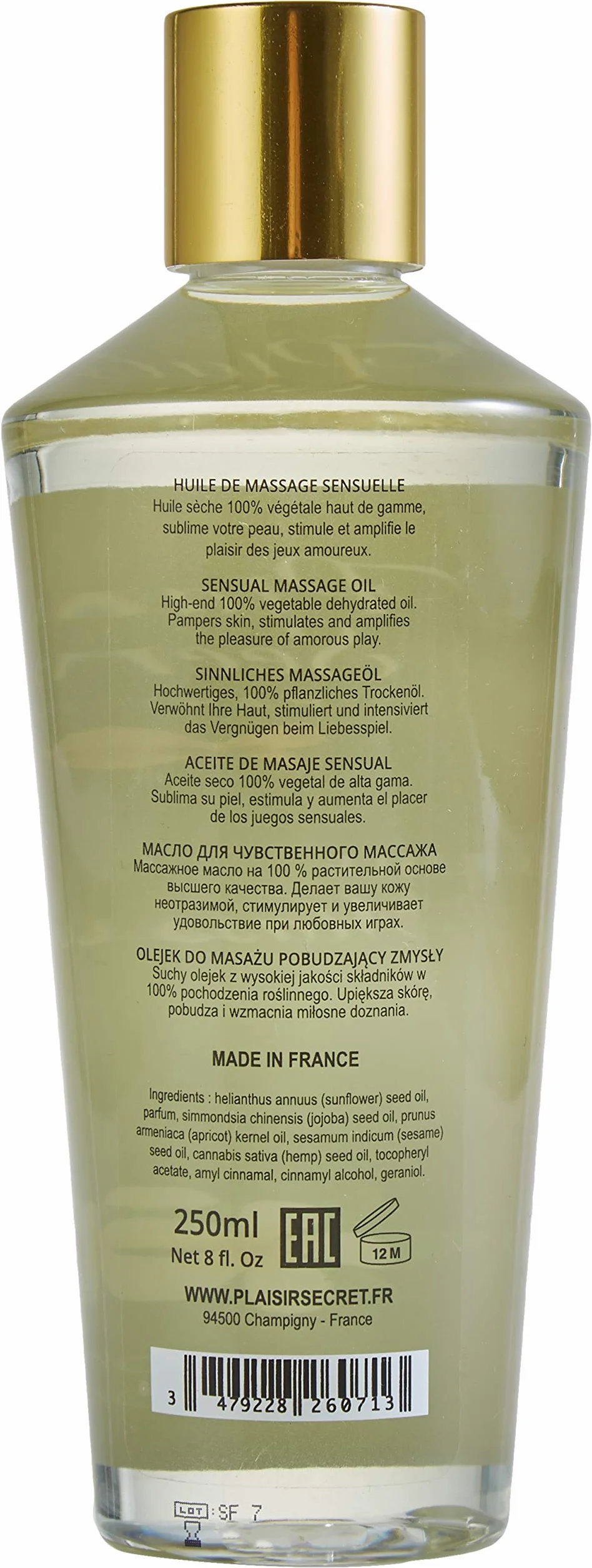 Plaisirs Secrets Olio da Massaggio Monoi 250 ml