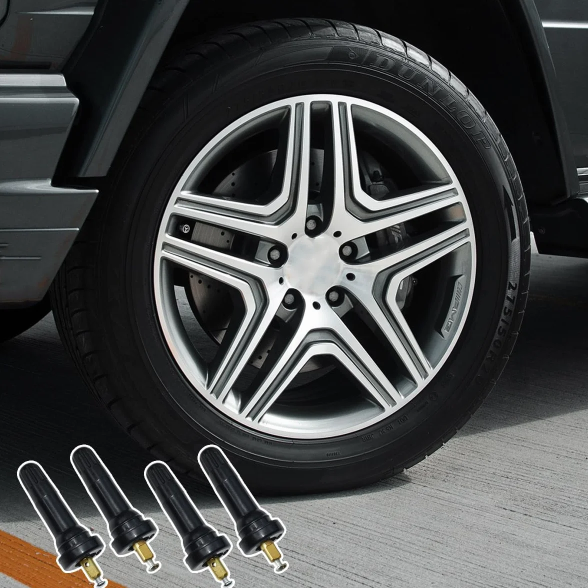 JNNJ 4 Pezzi Stelo Della Valvola TPMS, Stelo Della Valvola TPMS Sistema Di Monitoraggio Della Pressione Degli Pneumatici, Sensore Monitoraggio Pressione(Rifilatura ad angolo retto a 90°)