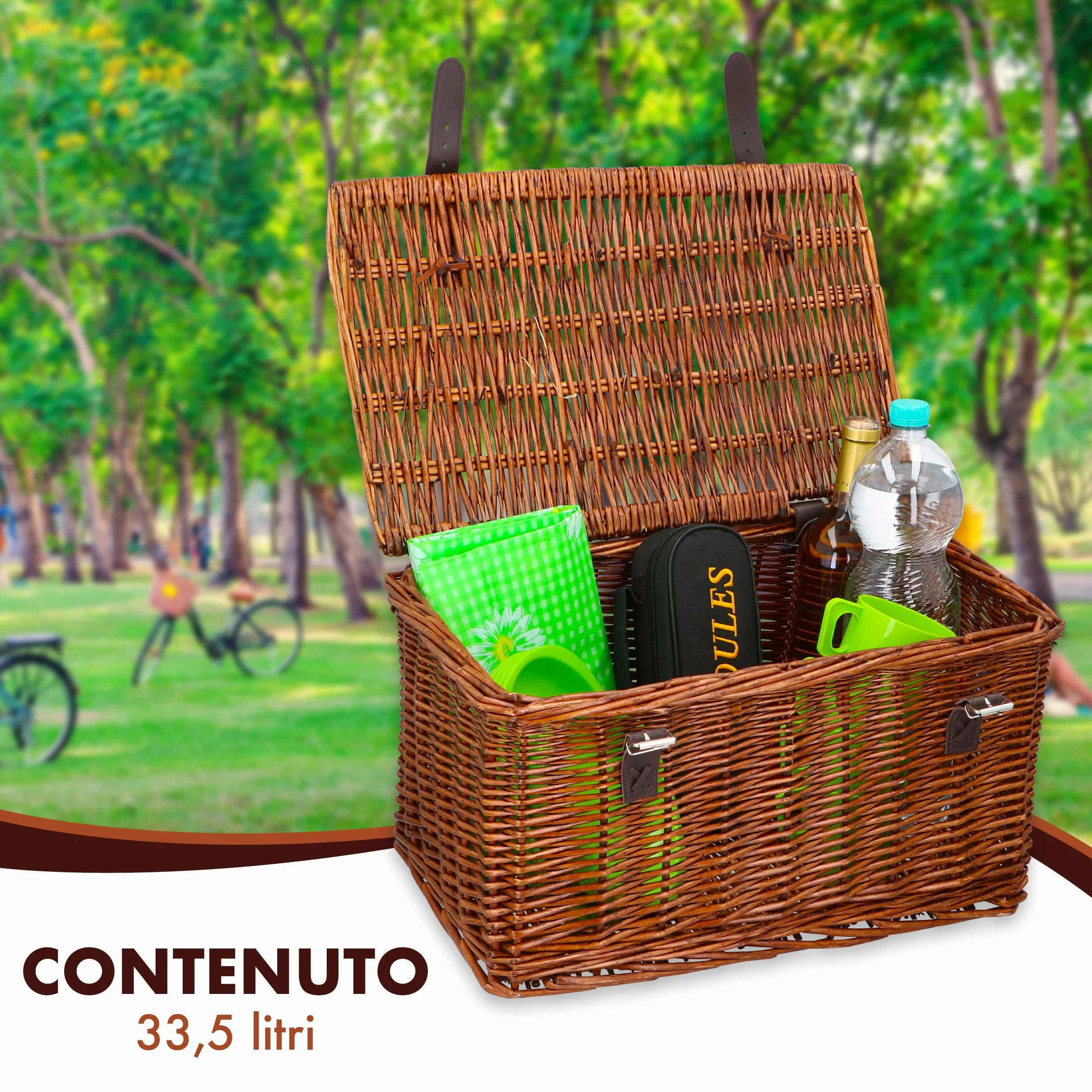 Cestino Bici in Vimini 30L 45x30x25 cm Marrone
