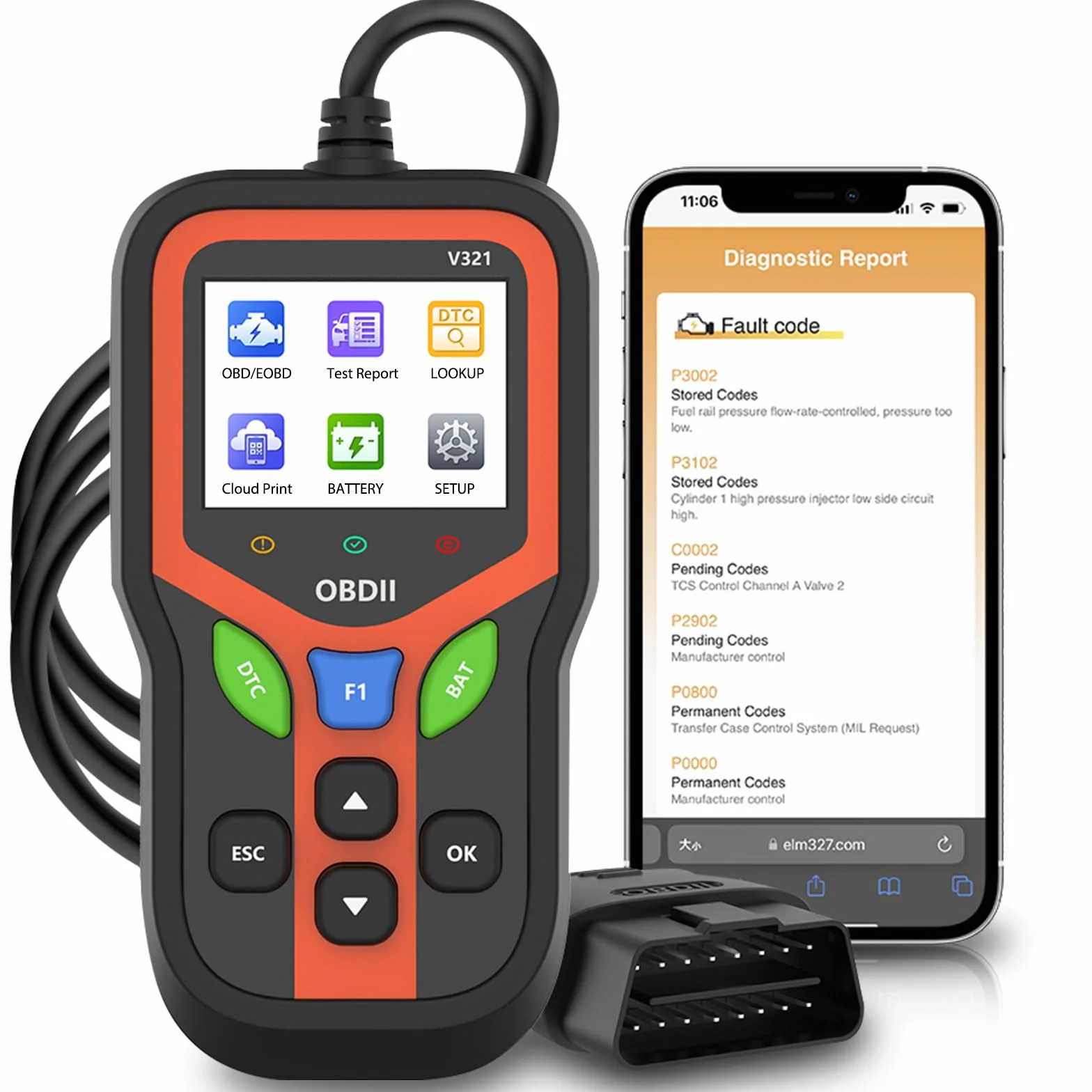 Scanner OBD2 EOBD Diagnostica Professionale per Tutti i Veicoli Lettura Codici Motore