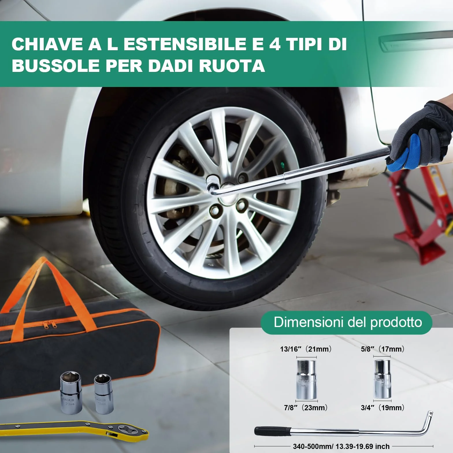 Cric per Auto 3 Tonnellate, Crick Portatile Universale Gamma Sollevamento 120-445 mm per SUV MPV
