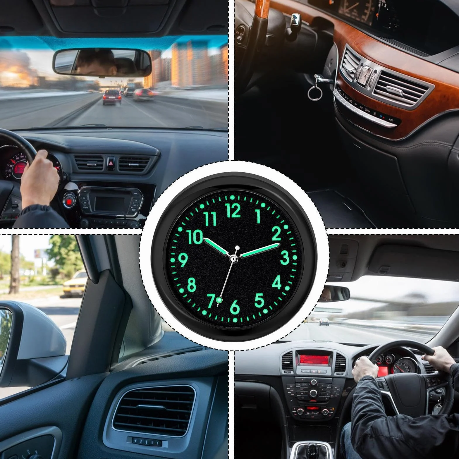 Orologio da cruscotto per Auto, Orologio analogico Luminoso | Orologi sostitutivi per autoveicoli al Quarzo, Orologio Adesivo per cruscotto Auto, Bici da Barca