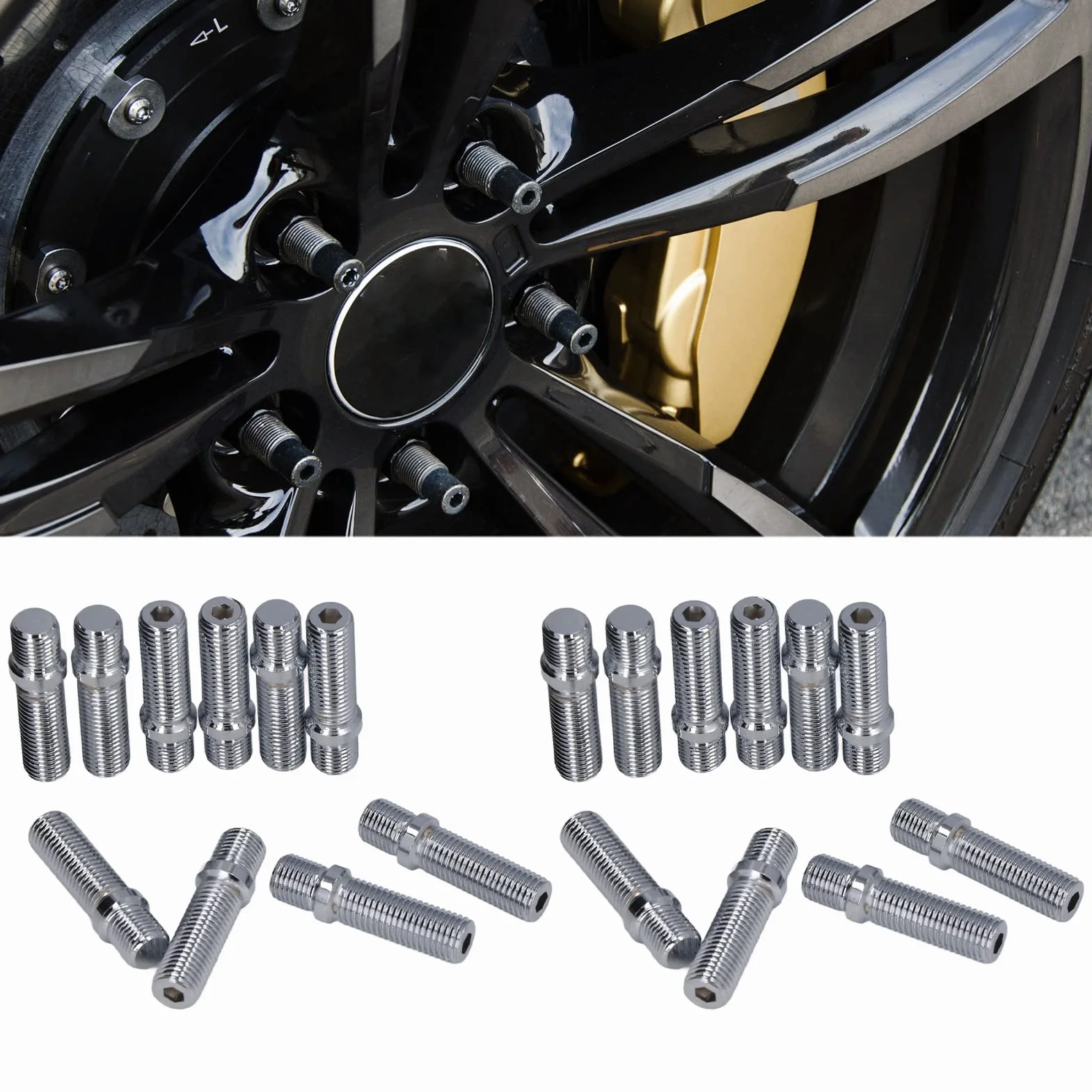 Perno Ruota per Autoveicoli 20 Pezzi Perno di Conversione Ruota 50mm Lunghezza 33mm Sostituzione Adattatore Vite Ruota Gambo per -(M12x1.5 a M12x1.5) (M12*1.5-M12*1.5)