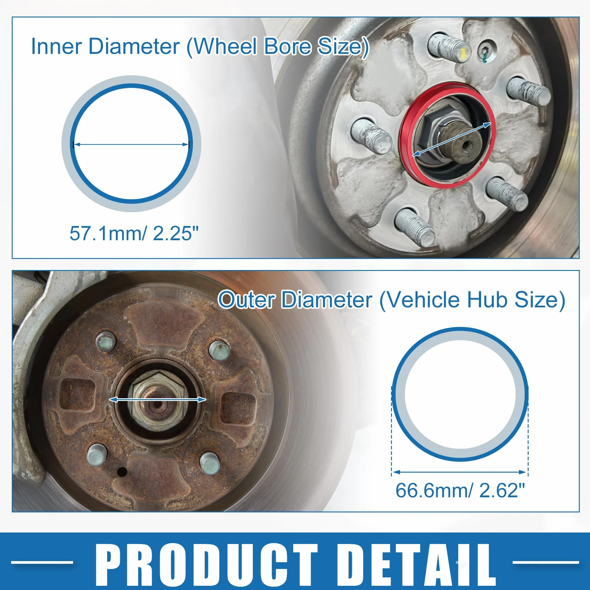 ABSOPRO Anelli Centrici per Mozzo Auto OD 66,6 mm ID 57,1 mm Set di 4 Alluminio Rosso