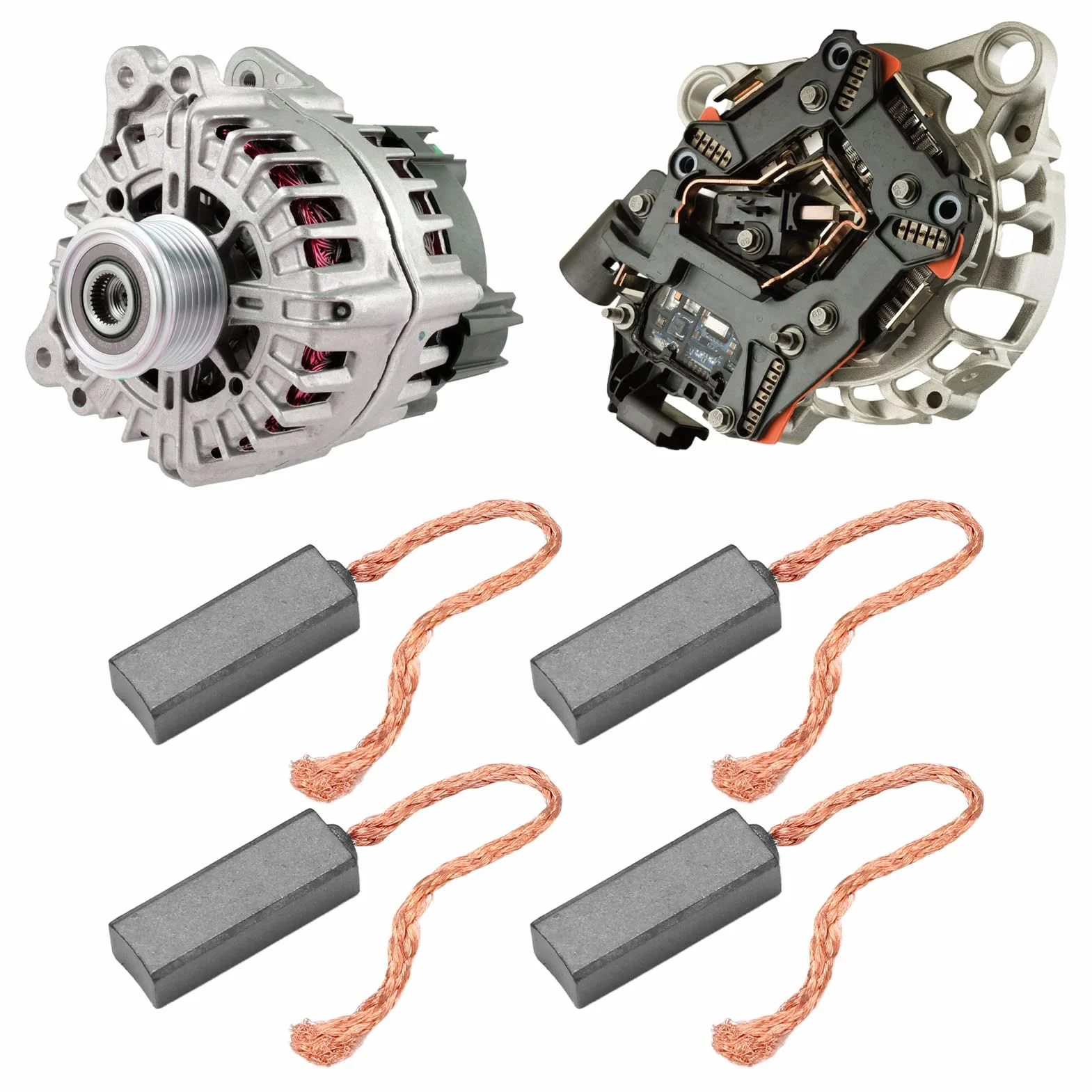 Brx40710 Kit di Riparazione Regolatore Alternatore Set 4 Spazzole per Motore Elettrico Generatore