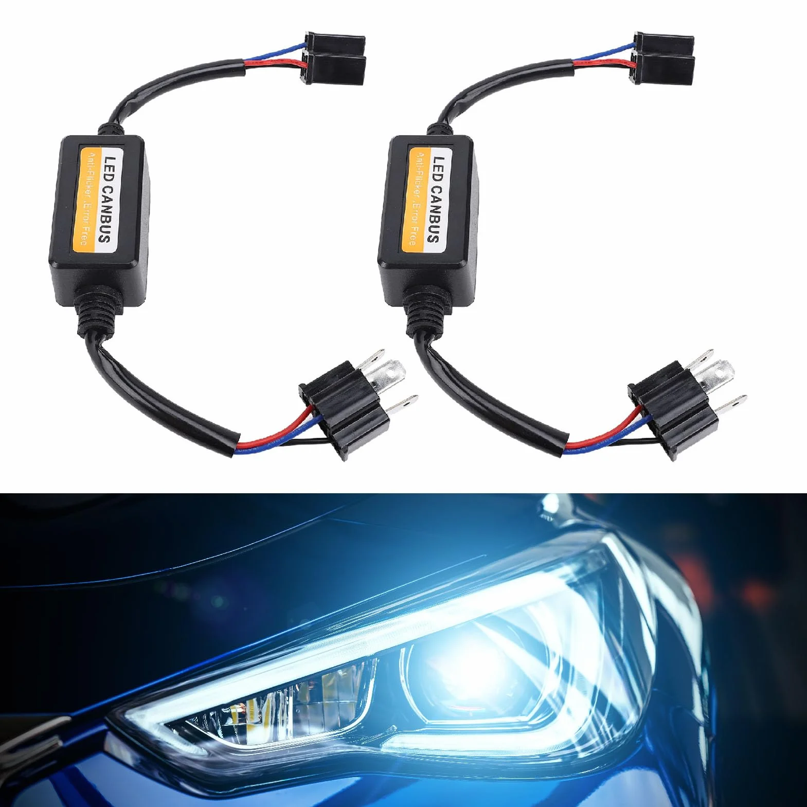 Decoder CANbus LED H4 Resistenza Anti-sfarfallio Plug and Play Connettori AMP Fari H4