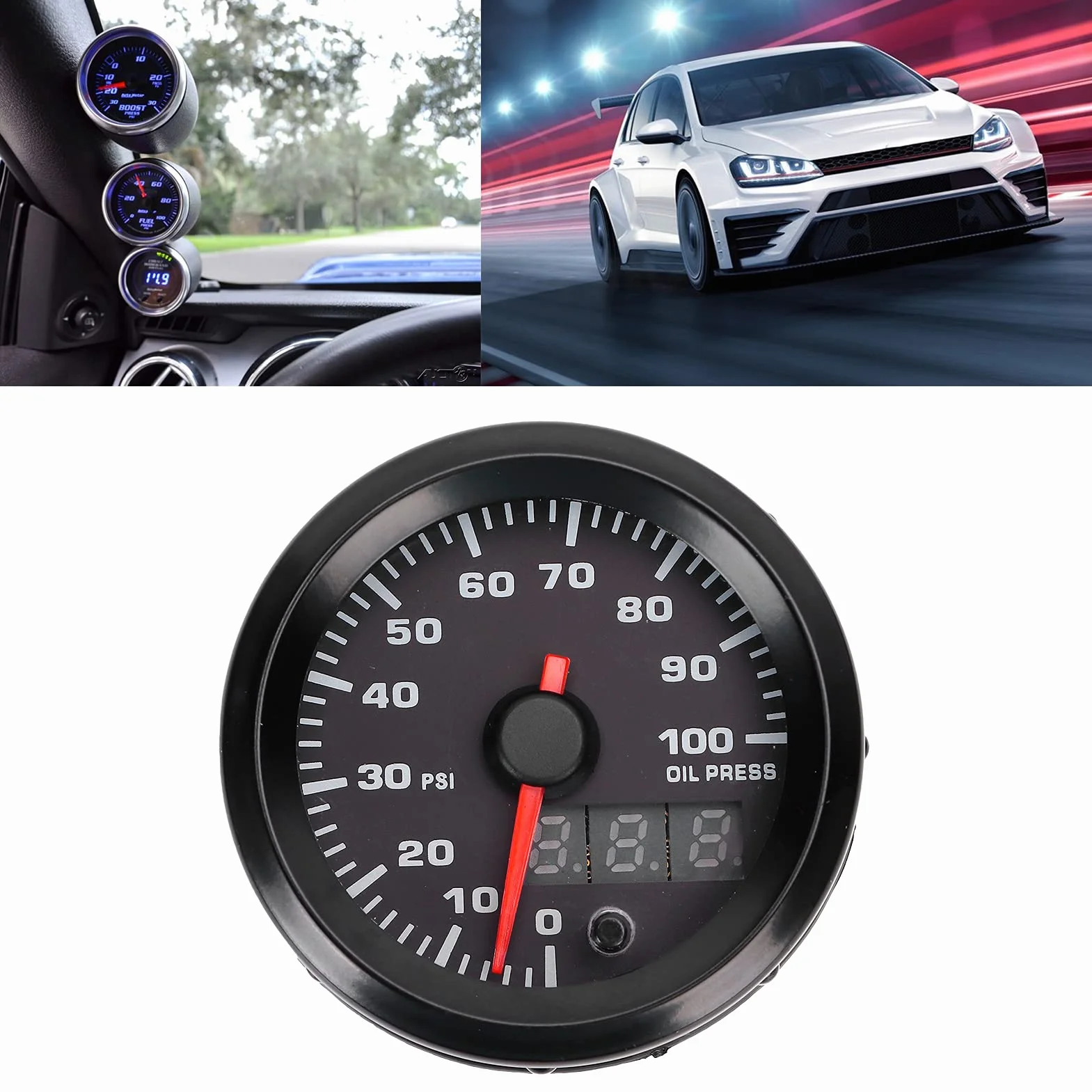 Manometro dell'olio, robusto display a LED Manometro digitale dell'olio ad alte prestazioni per auto