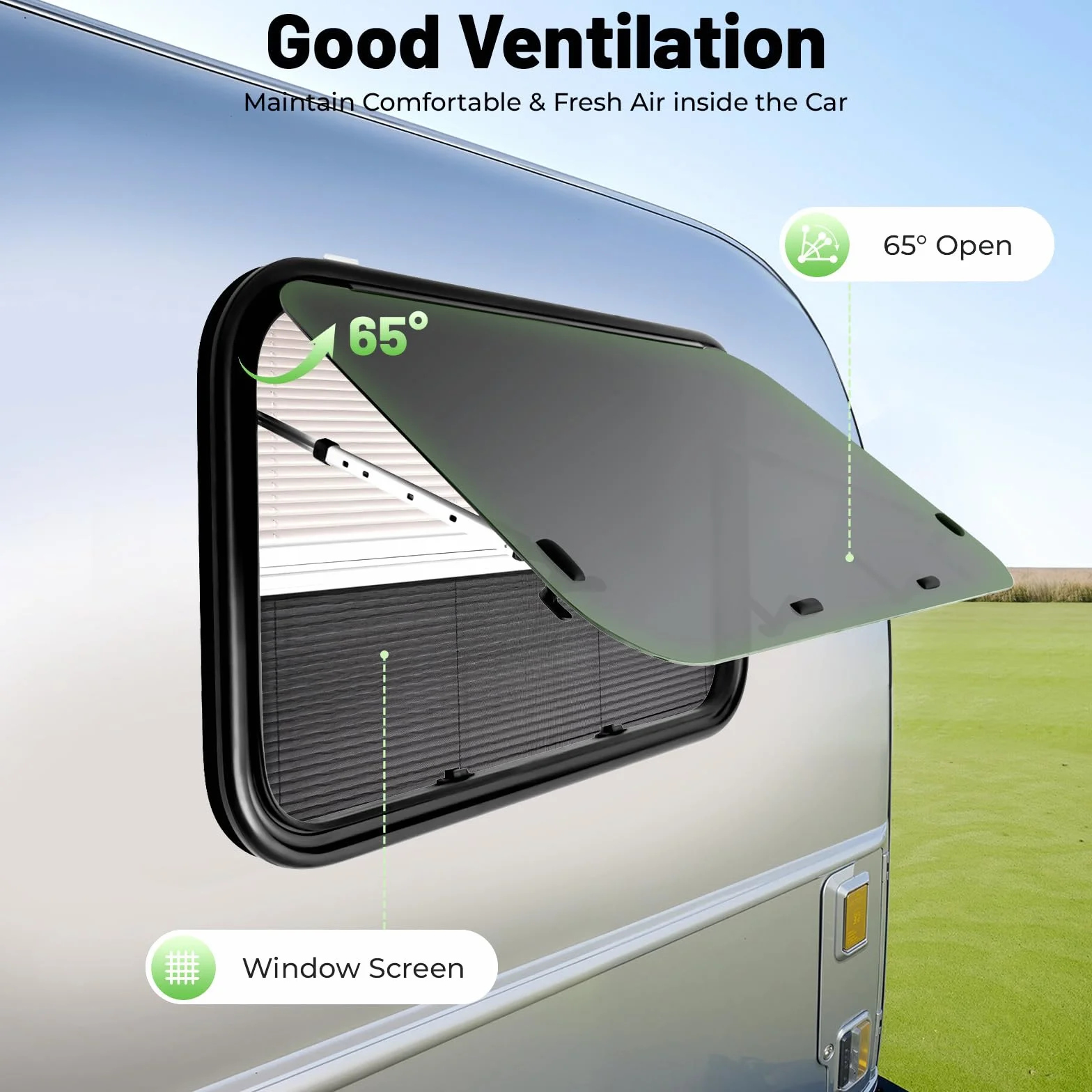 Finestra di visualizzazione 900 x 550 mm per camper con persiana, finestra per camper con rete anti-zanzara, finestra laterale per camper, finestra esterna a spinta per camper