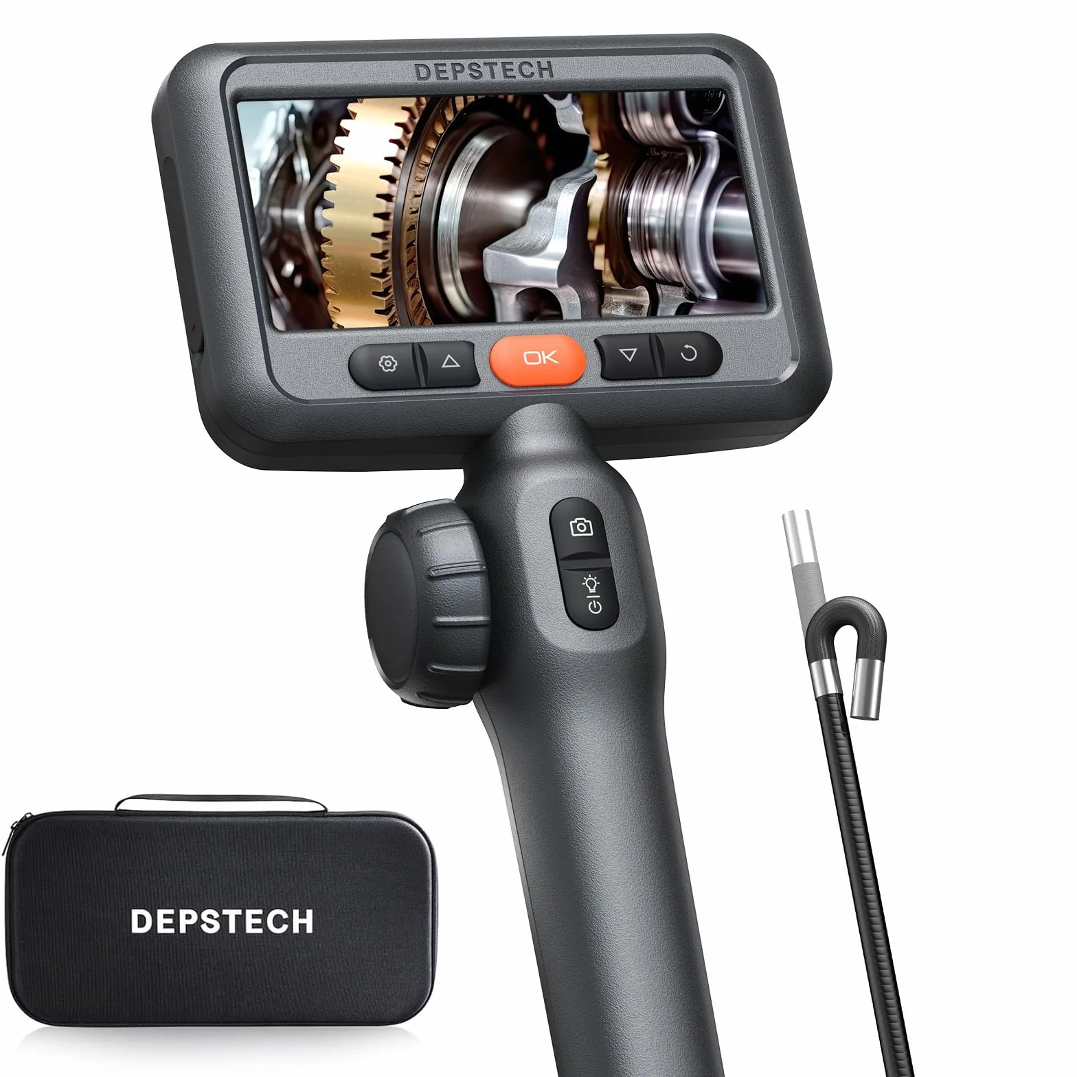 DEPSTECH Endoscopio 210° Curvatura Bidirezionale HD 1080P LED 4,5" IPS 6,2mm Impermeabile 1,5m