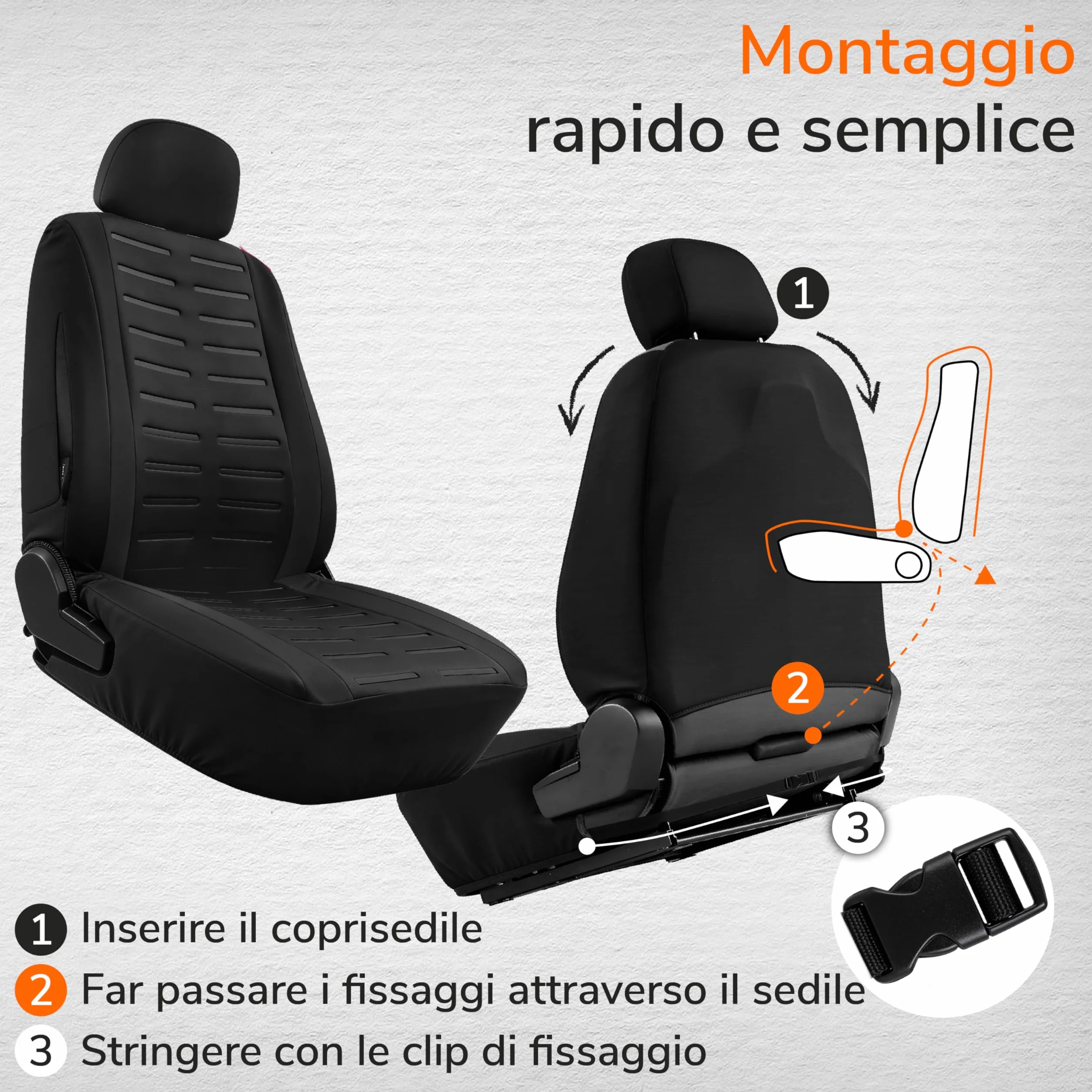 Coprisedili Anteriore Upgrade4cars Set 2026 | Coperture Universali in Nero per Auto