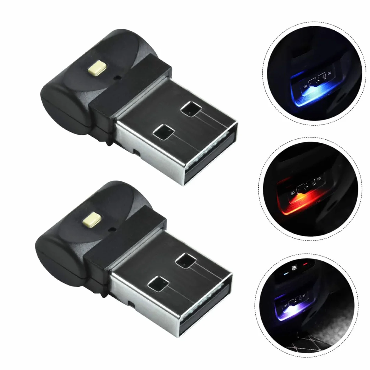 ULTECHNOVO 2 Pezzi Luci LED per Auto Interni USB Lampade Atmosfera Abs Nero