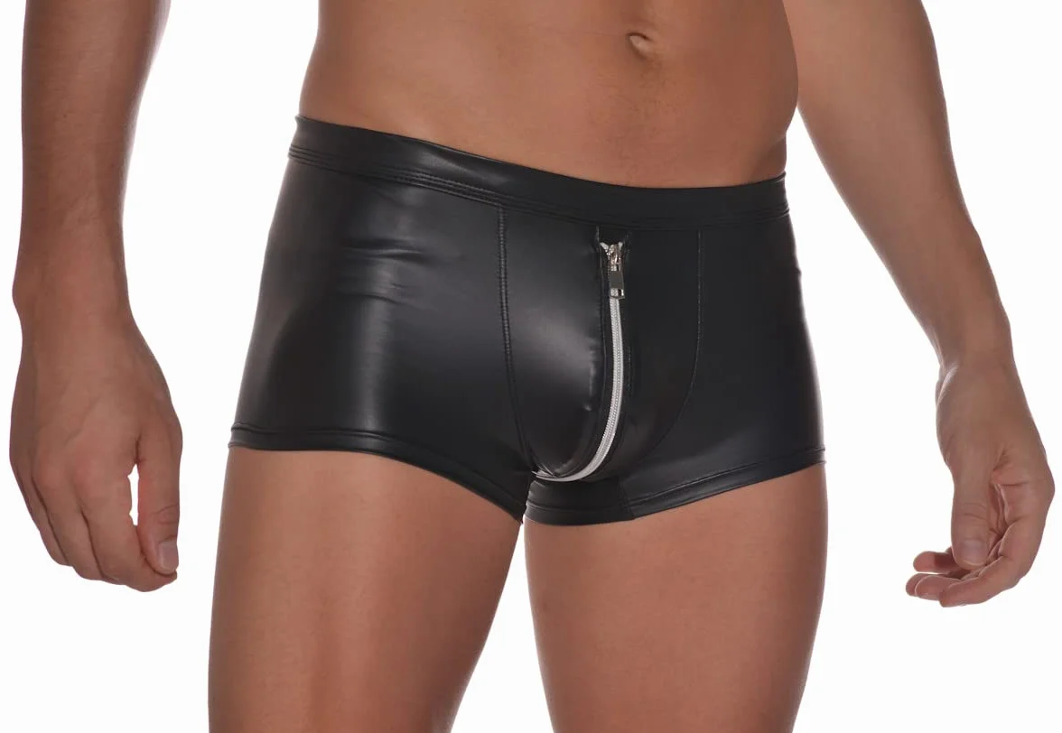 Pantaloncini lattice uomo chiusura lampo effetto bagnato cerniera