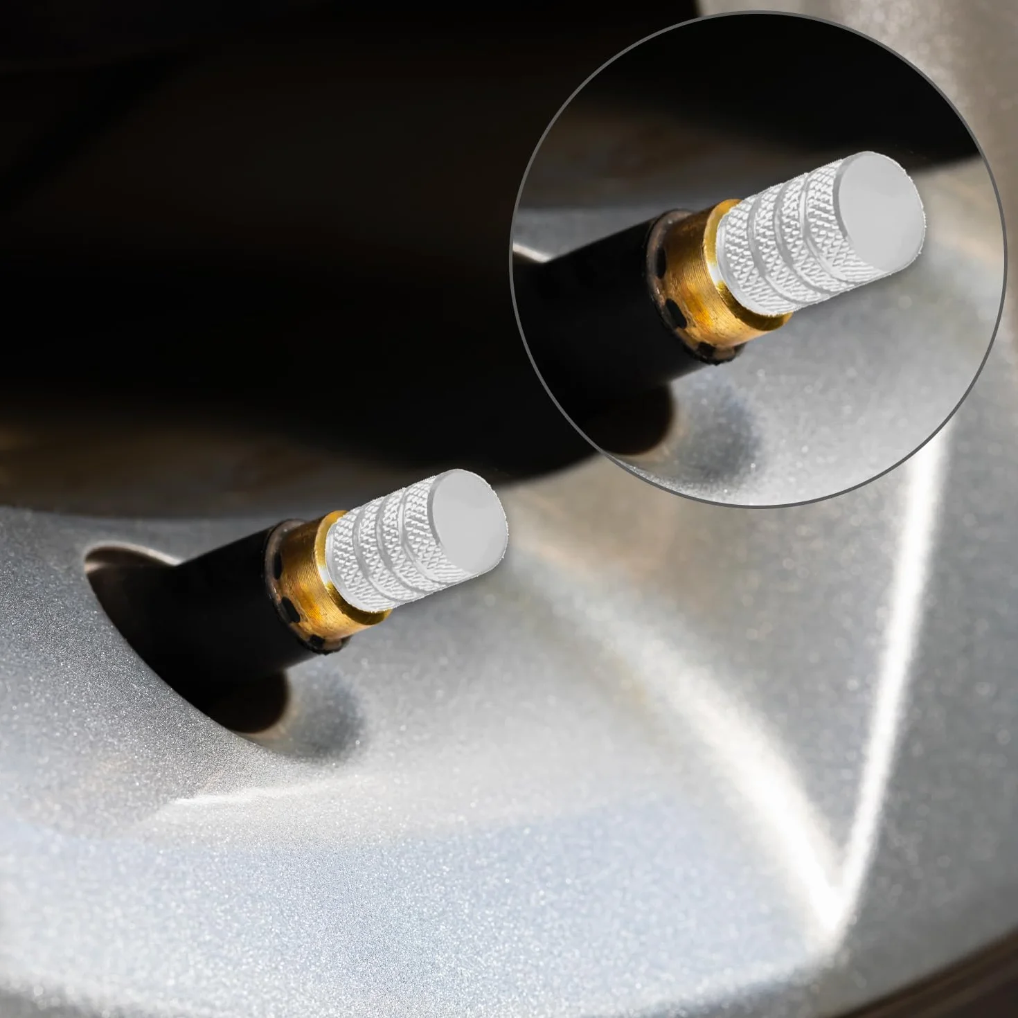 Tappi per valvole pneumatici in alluminio 4 pezzi antipolvere per auto metallo universali con guarnizione