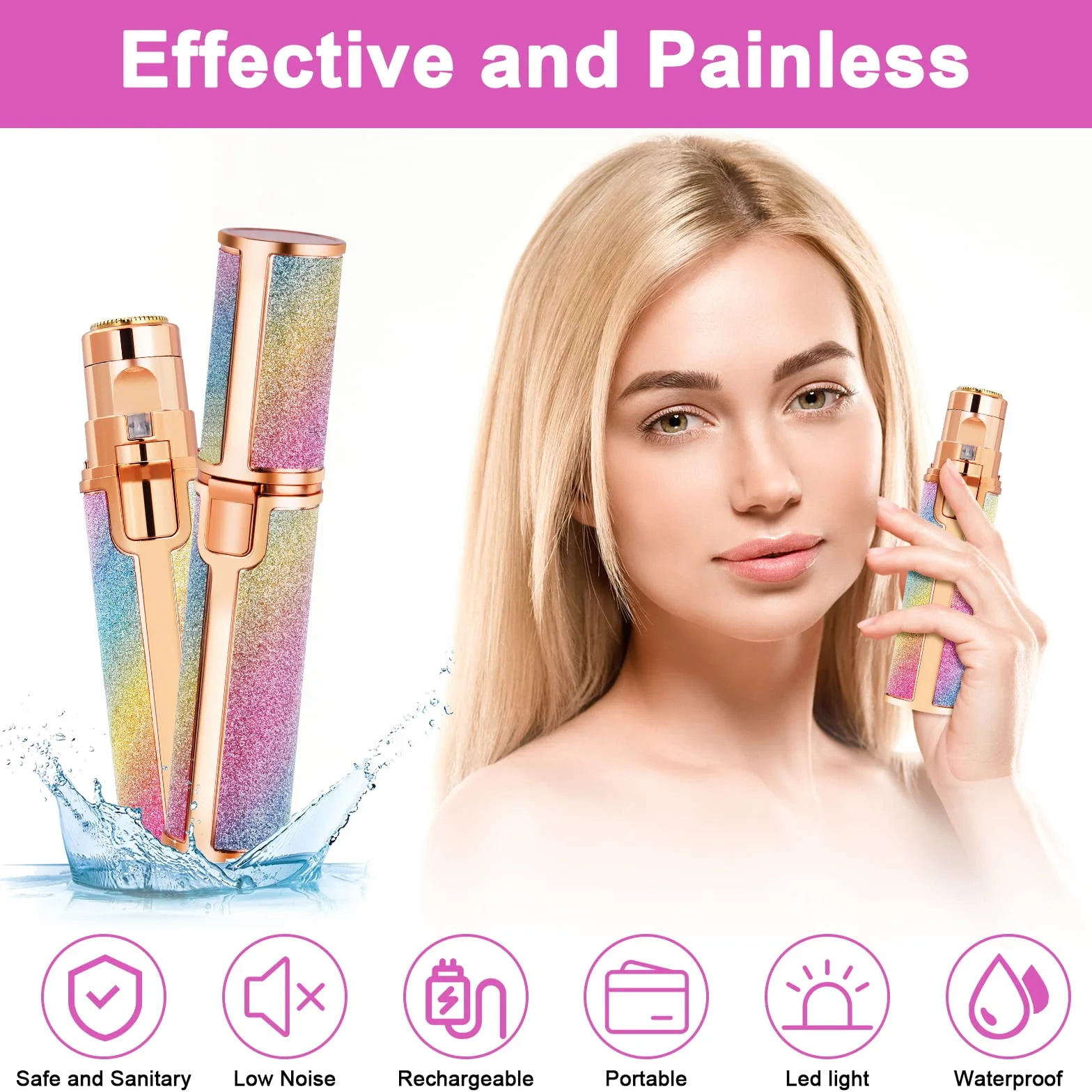 ACWOO Epilatore Viso Donna, 2 In 1 Ricaricabile USB con Luce a LED