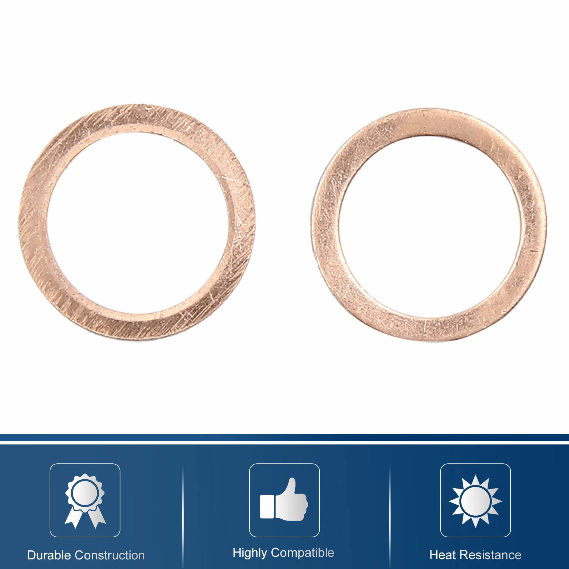 sourcing map 50 PCS 13 mm Diametro Interno Guarnizione di Motore di Auto rondella Piatta di Rame