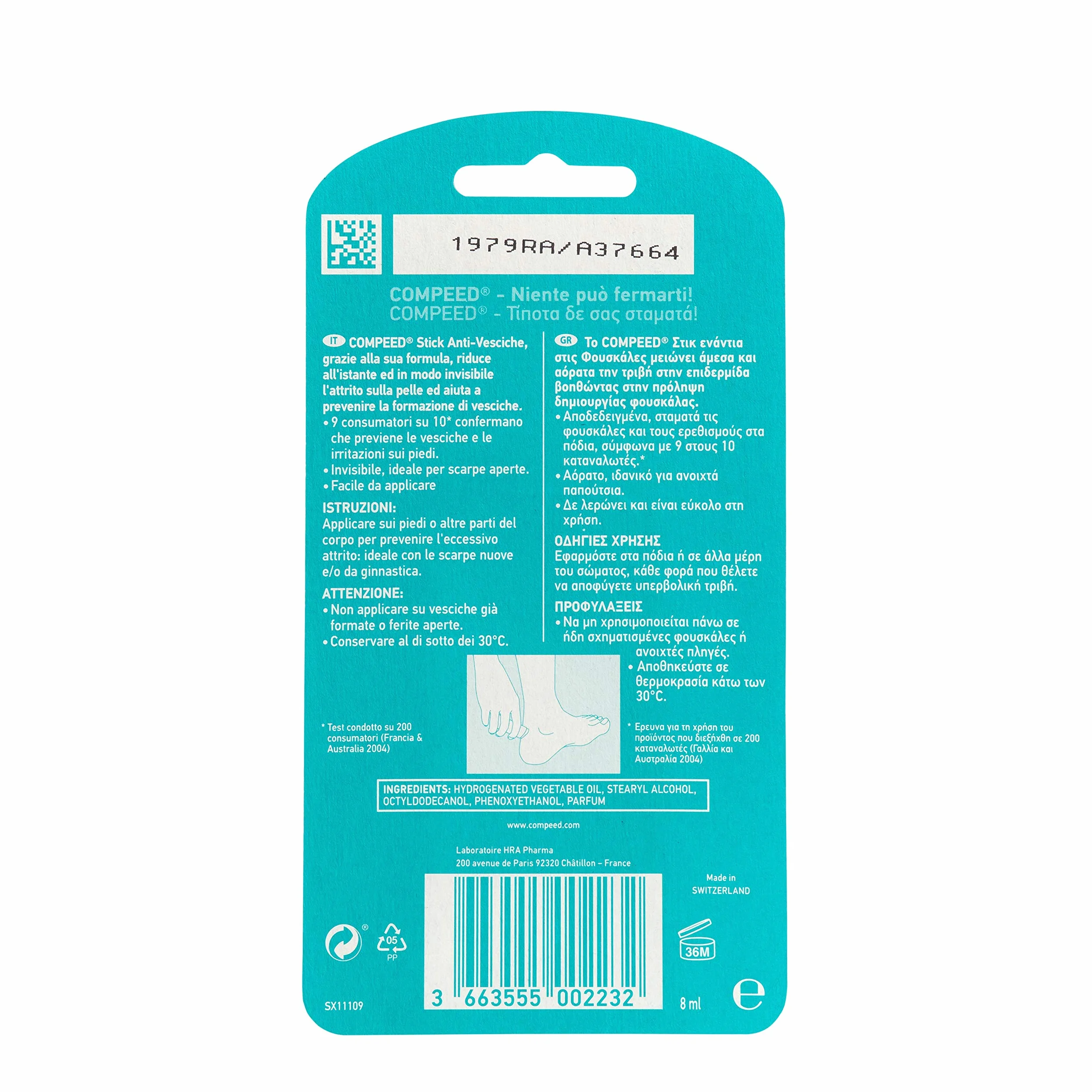 COMPEED Stick Anti Vesciche Invisibile Anti Macchia Protegge dallo sfregamento