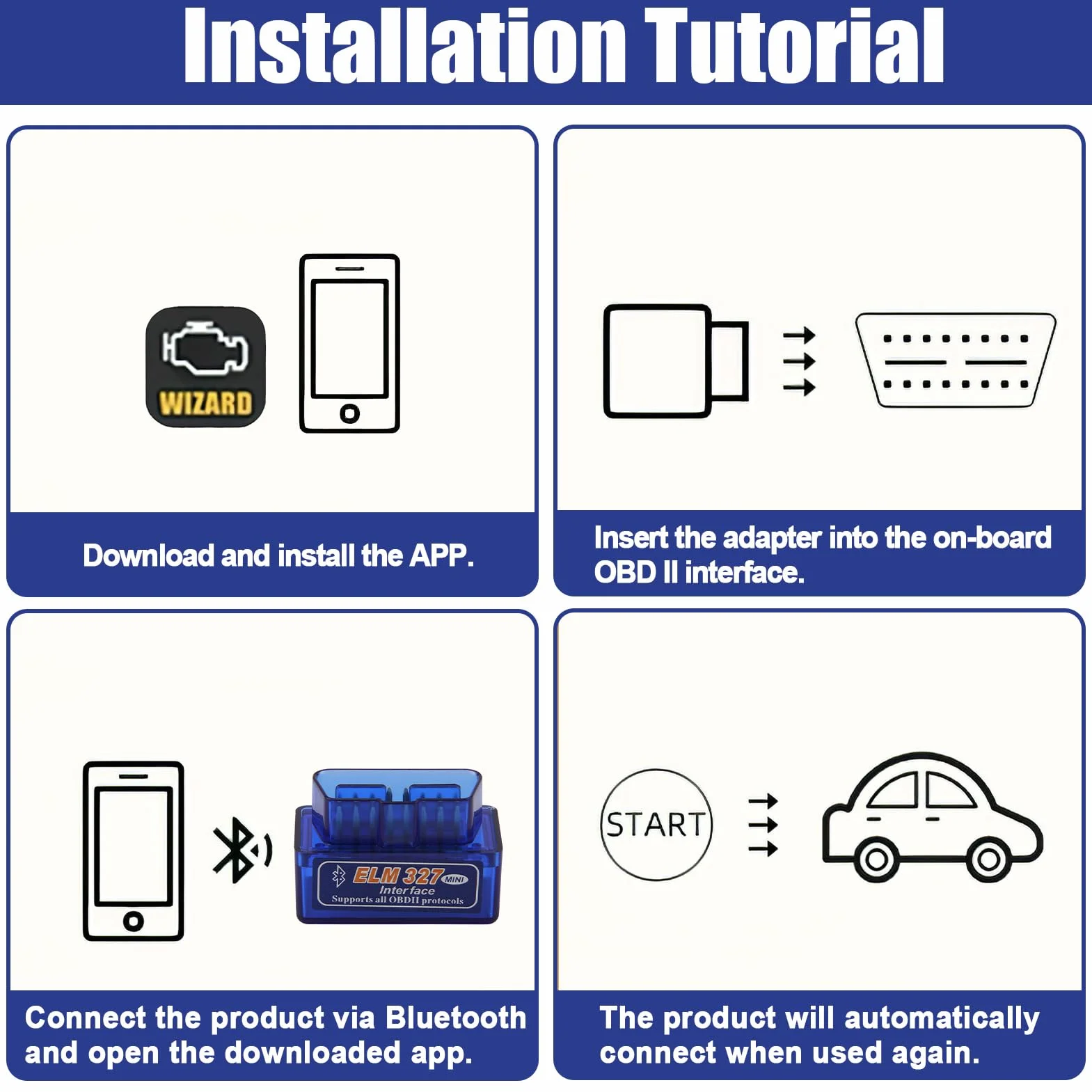 Scanner Diagnostico Auto ELM327 Bluetooth V2.1 OBD2 Multimarca Lettore per iOS Android