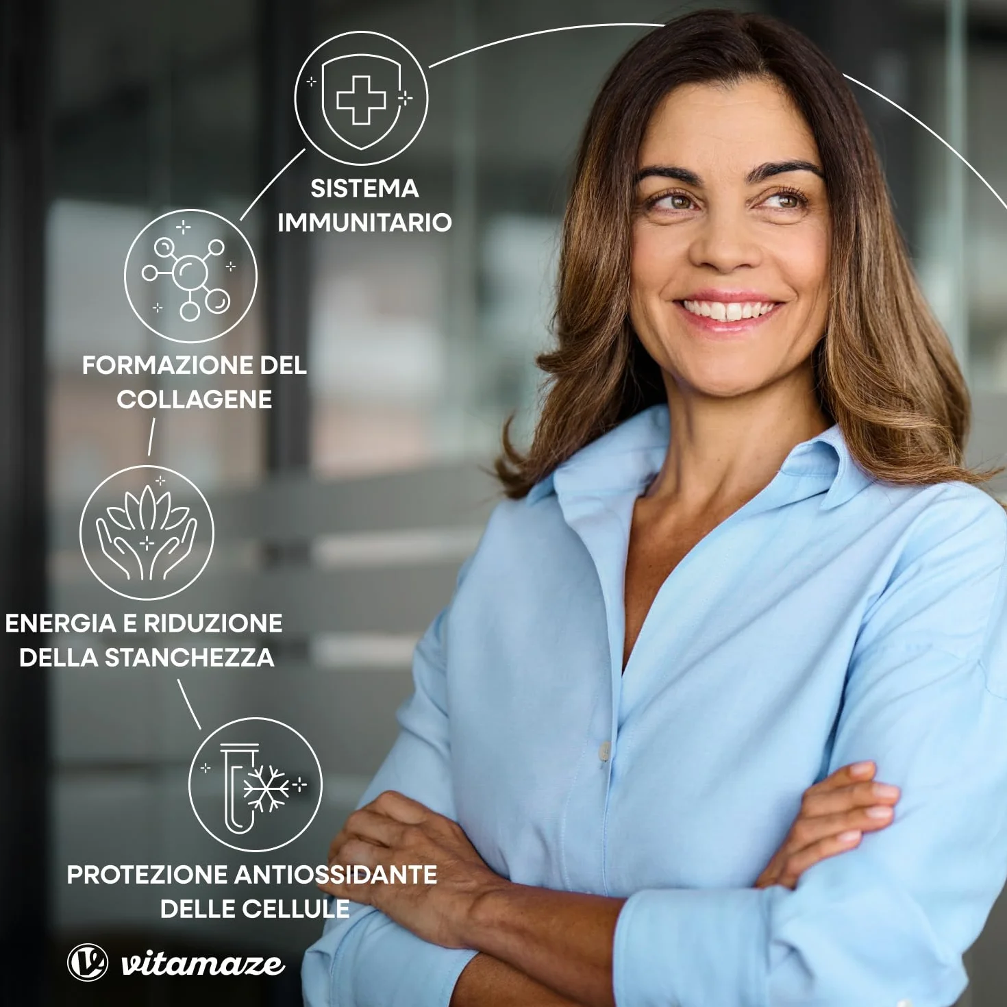 MSM Integratori per Capelli e Ossa + Vitamina C, 360 Capsule, Metilsulfonilmetano Puro al 99,9%, Qualità Tedesca