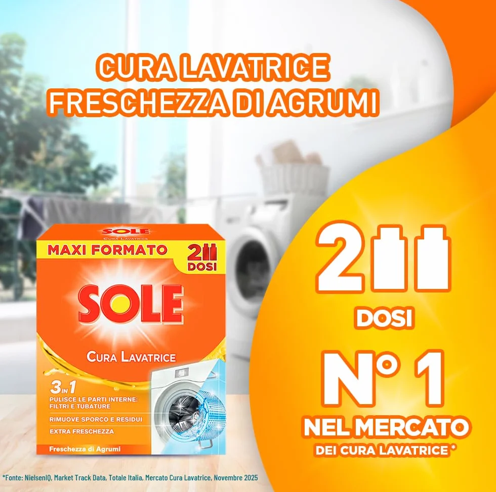 Sole Cura Lavatrice Freschezza di Agrumi, 2 x 250 ml