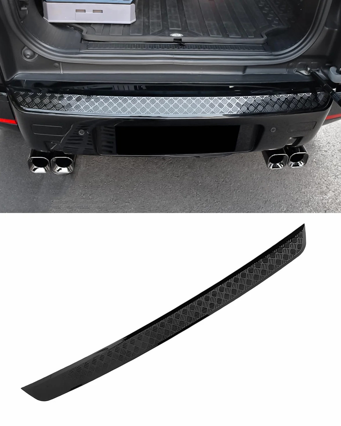 Land Rover Defender 90 110 130 2020-2025 Copertura protettiva antigraffio paraurti posteriore nero lucido