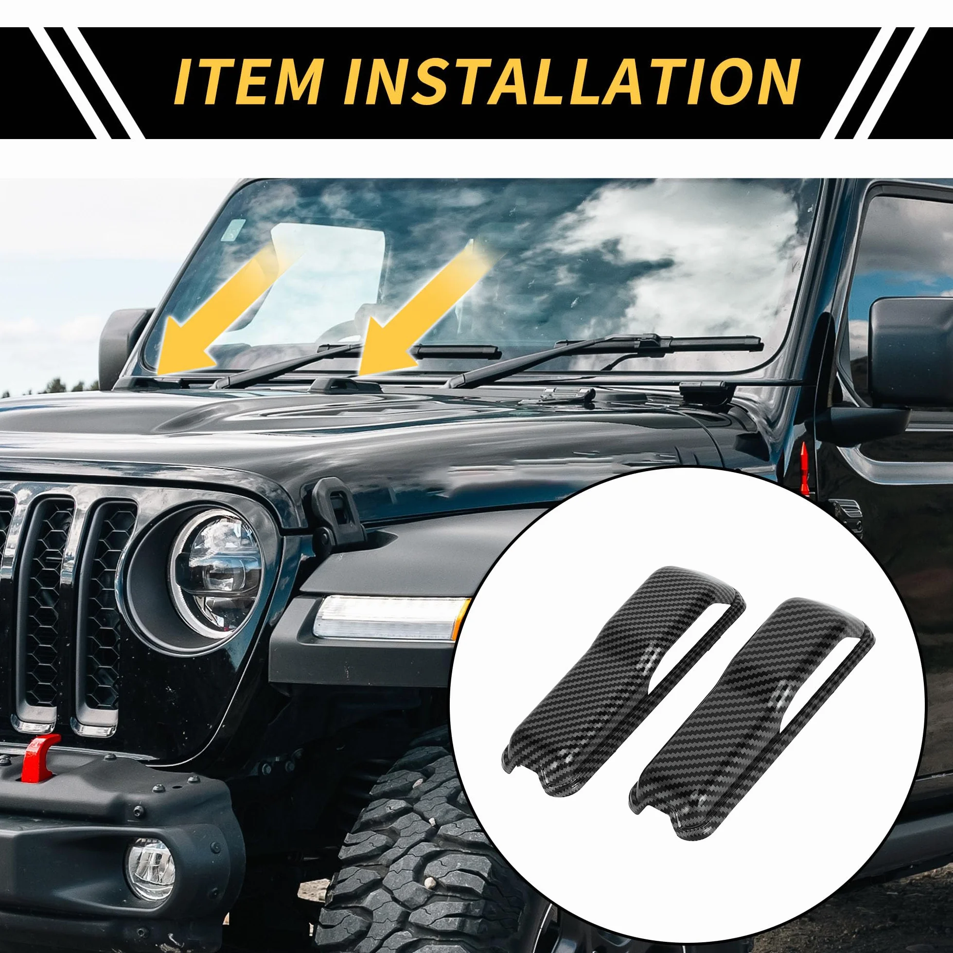 Copertura Trim Cerniera Cofano Motore per Jeep Wrangler JL JLU Sport Sahara Rubicon 2018-2022 ABS Nero Carbonio