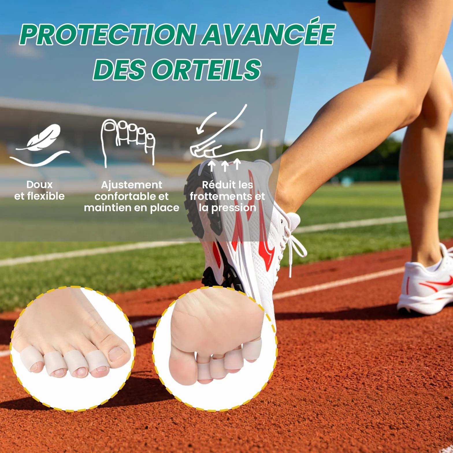 Protezione Dita Piedi Silicone, Proteggi Dita Piedi Gel, Separatore Dita Piede Antidolorifico 20 PCS