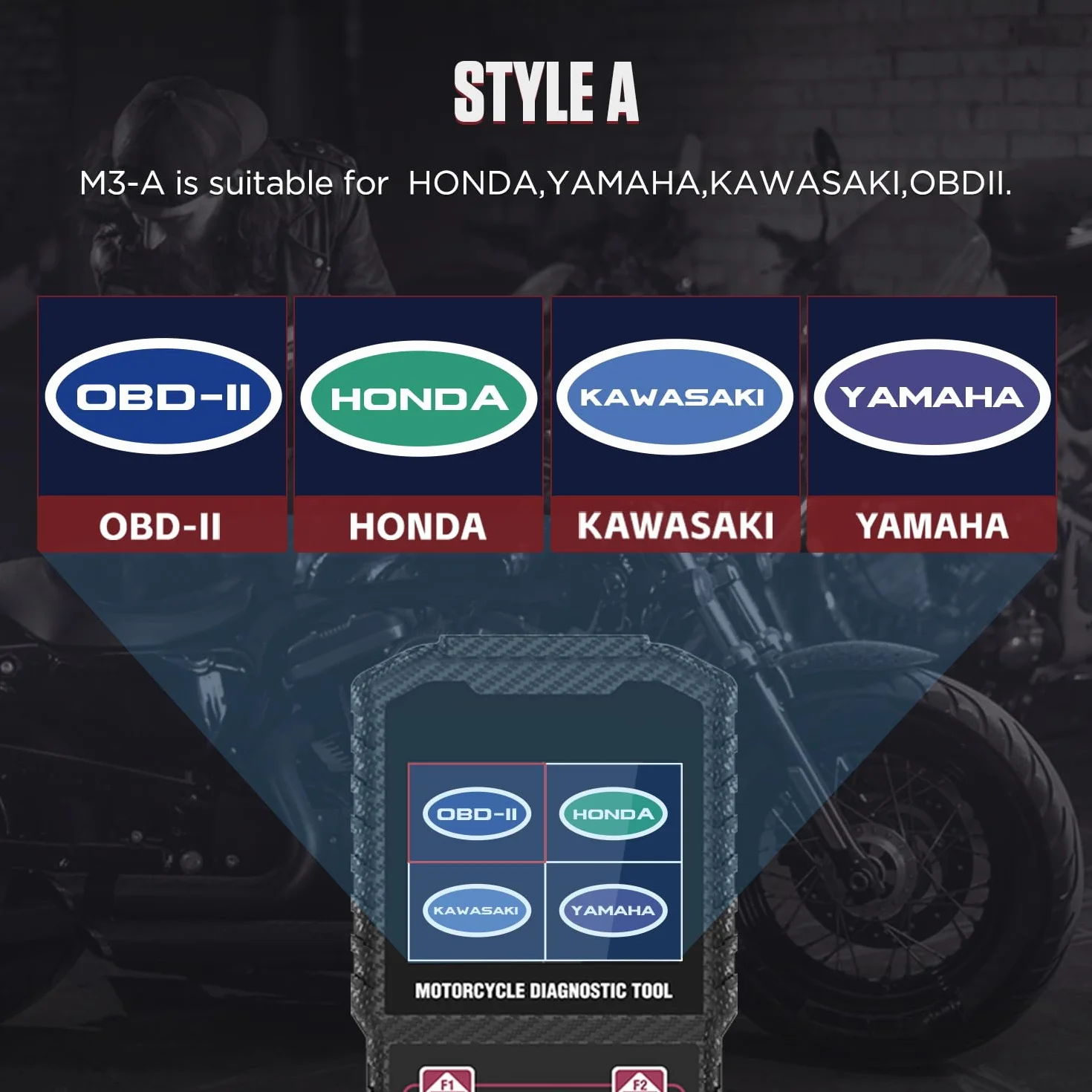 M3-A Moto Diagnostica Scanner Codice OBDII per HONDA YAMAHA KAWASAKI