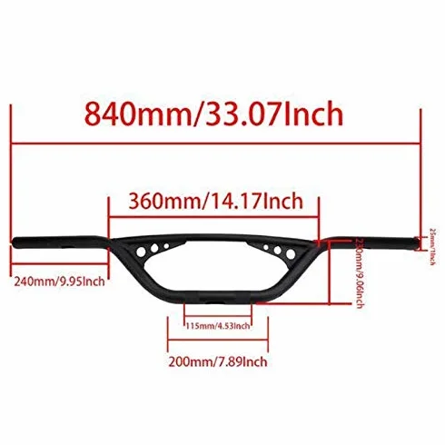 25mm Drag Manubrio Bar Harley Softail Electra Glide Cafe Racer Bobber Chopper (nero)