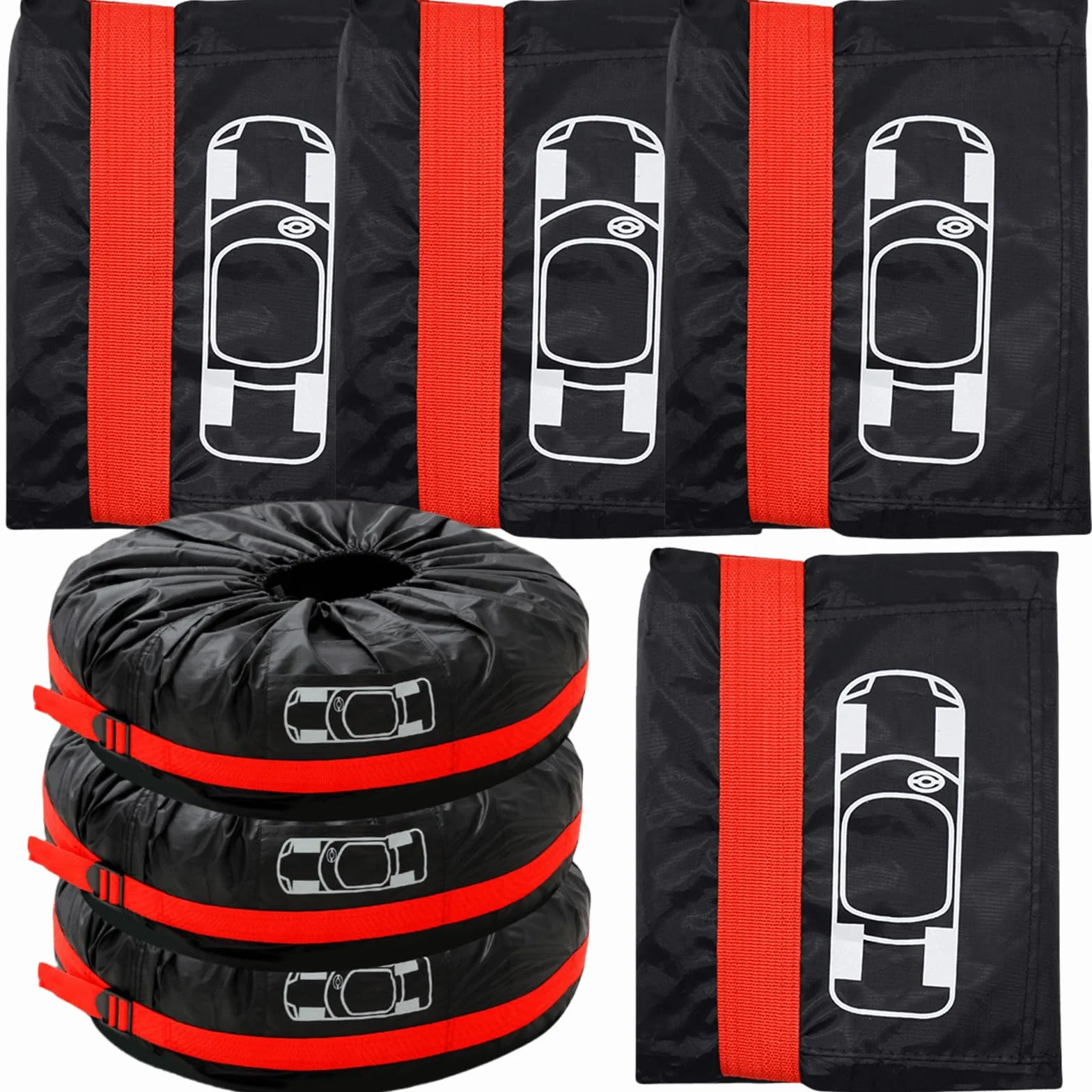 Set di 4 borse per pneumatici impermeabili 18-23 pollici diametro 80 cm rosso