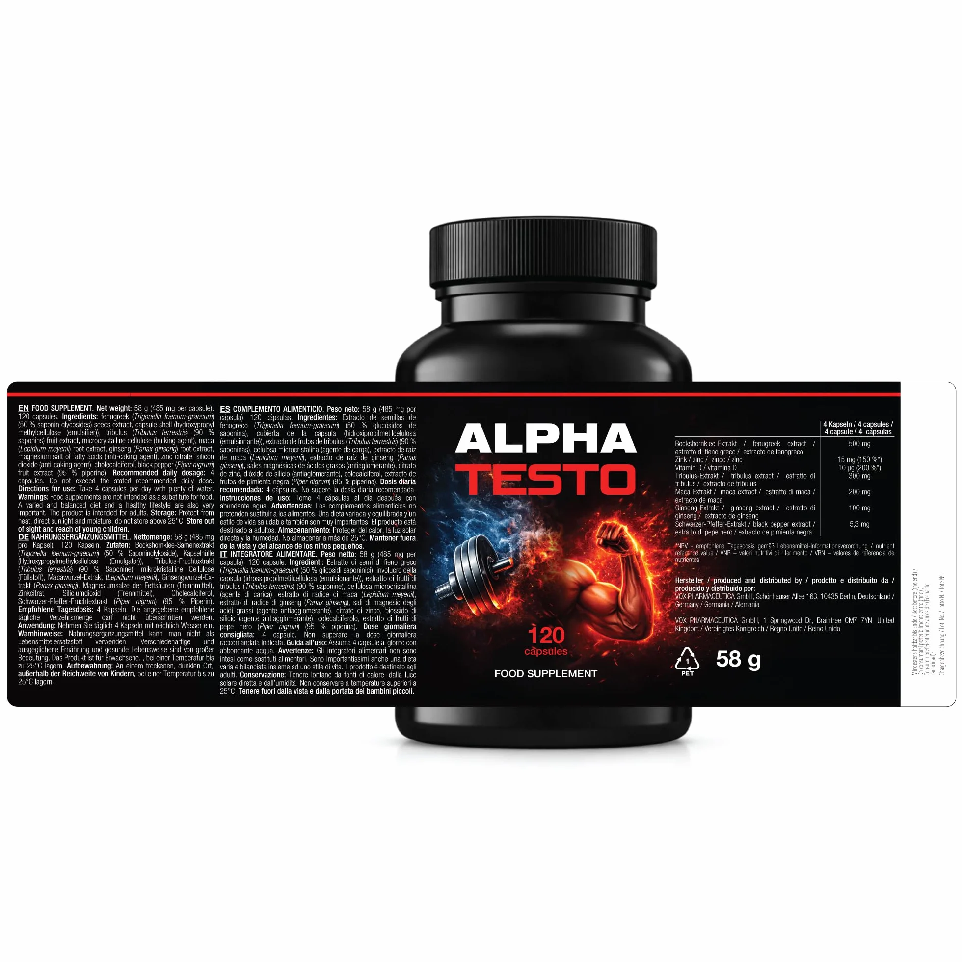 AlphaTesto Complex Integratore Alimentare 120 Capsule 30 Giorni