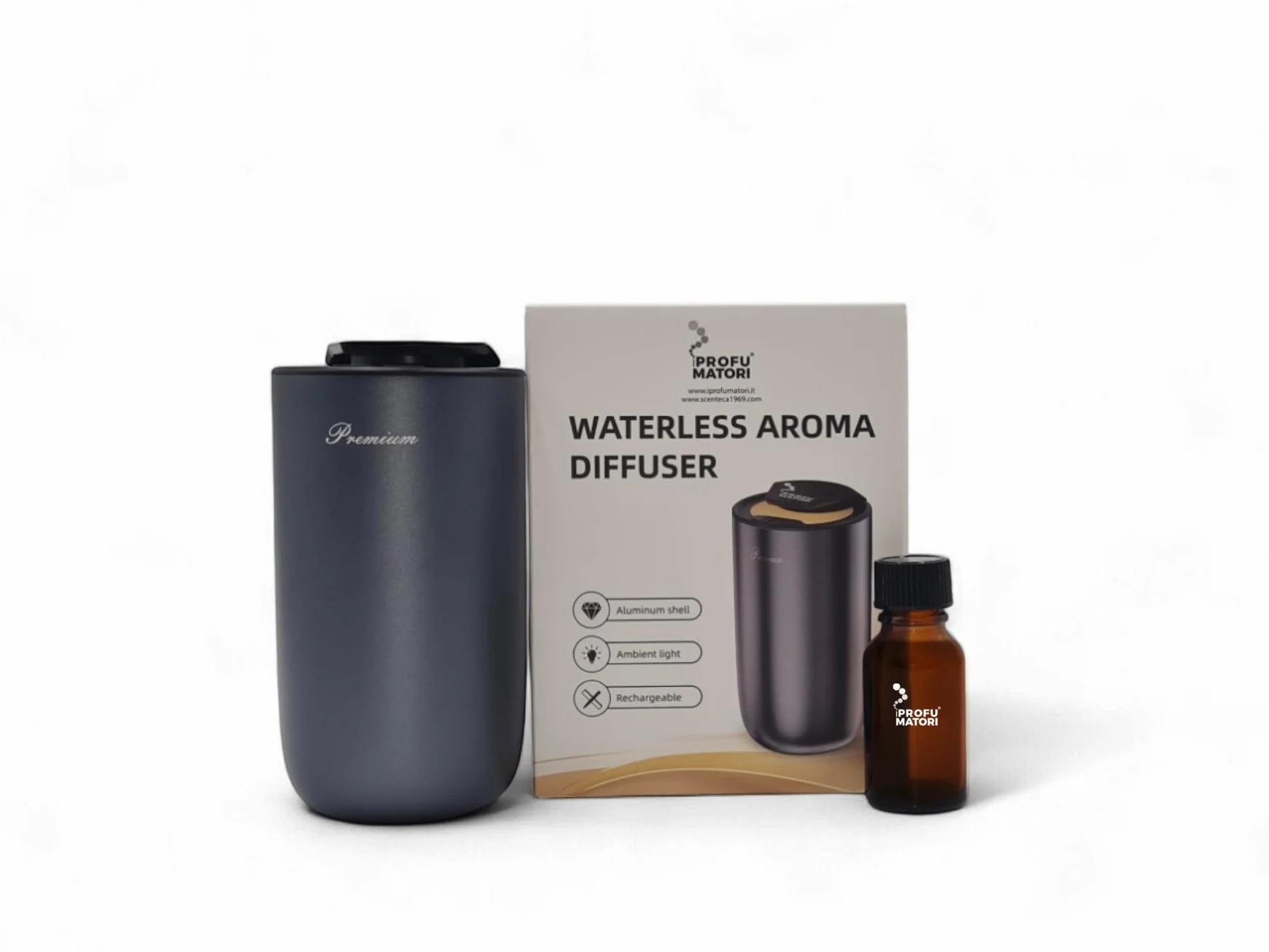 Diffusore Elettrico Auto EVO/CD30 Oud Omar 3 Livelli Intensità LED Ricarica USB 15ml Titanio