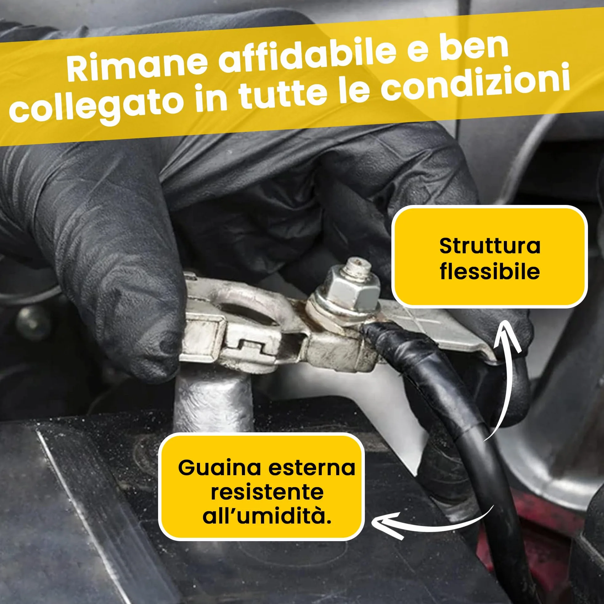 Offgridtec Cavo Batteria 1 m 50mm² con capicorda M8 su Entrambi i Lati, Resistente Olio/Freddo/UV, ritardante di Fiamma, per dispositivi con terminale a Vite M8, Ideale regolatori Carica, Rosso/Nero