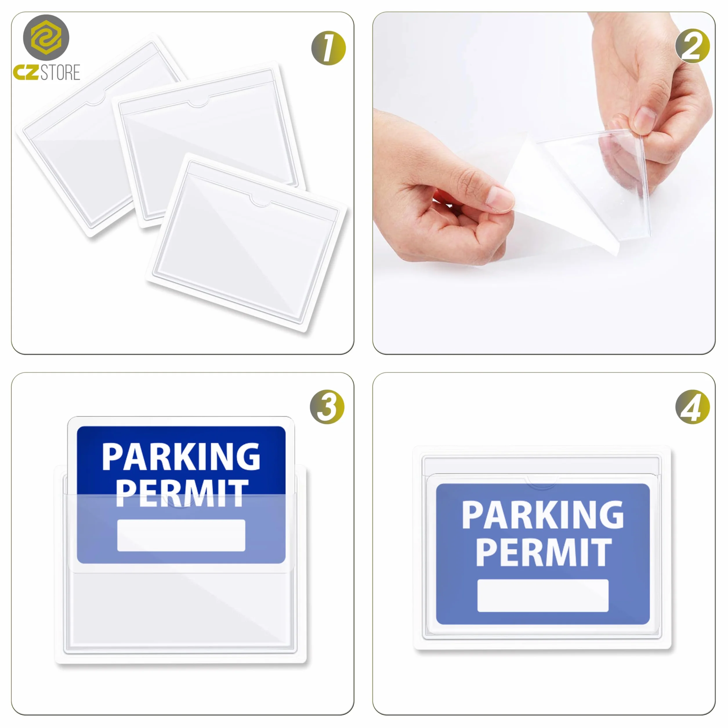 Adesivo da Parabrezza e Portapermesso di Parcheggio 6-PACK Impermeabile Trasparente per Biglietti Carte di Disabilità
