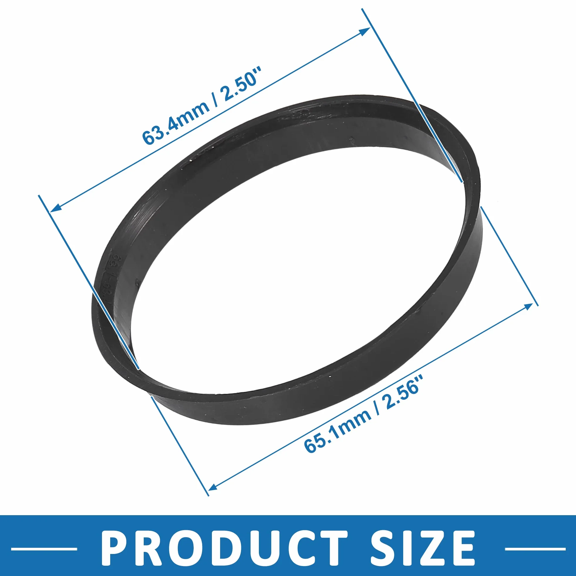ABSOPRO Mozzo Centrico Anellos Hubrings Centraggio 65,1 To 63,4mm Ruota Foro Centro Nero (Set 4)
