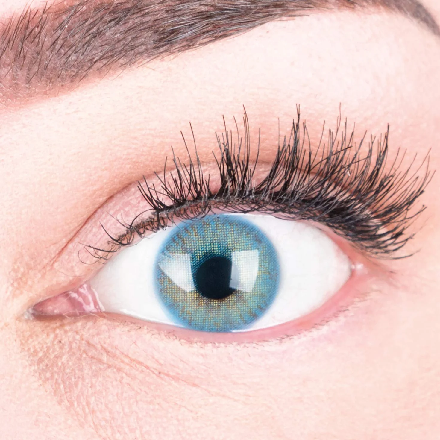 GLAMLENS Lenti a Contatto Colorate Jasmin Blue - Mensili, Blu Naturali, Silicone Idrogel, 2 Pezzi, DIA 14.0, 0.00 Diottrie