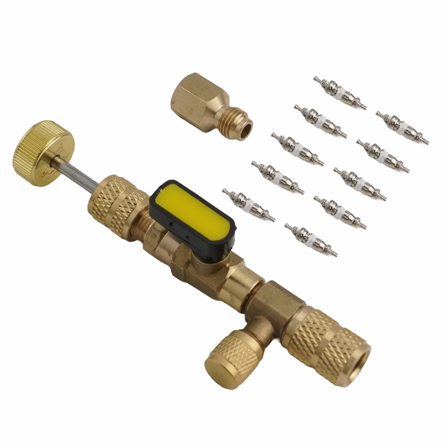 Kit di montaggio con doppio adattatore SAE 1/4 e 5/16 pollici per condizionatori d'aria HVAC R12 R22 R404 R407 R410 R32