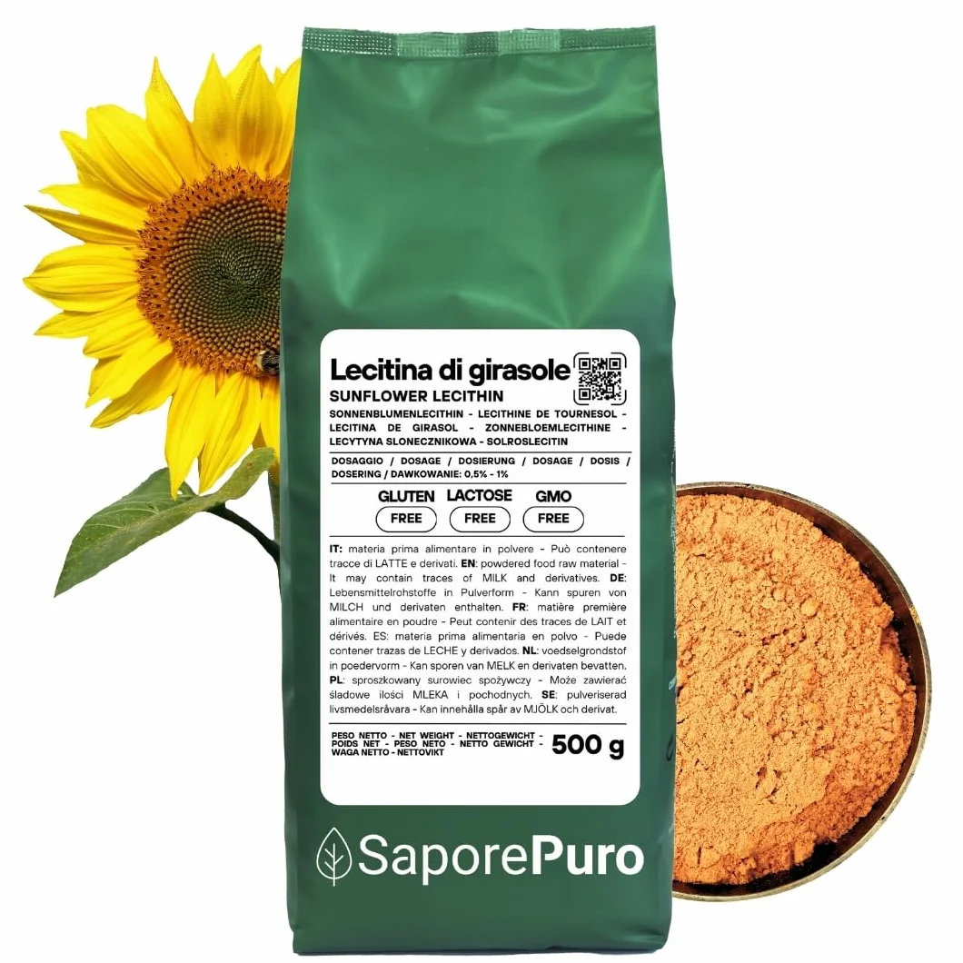 SaporePuro Lecitina di Girasole in Polvere 500 g – Emulsionante Naturale