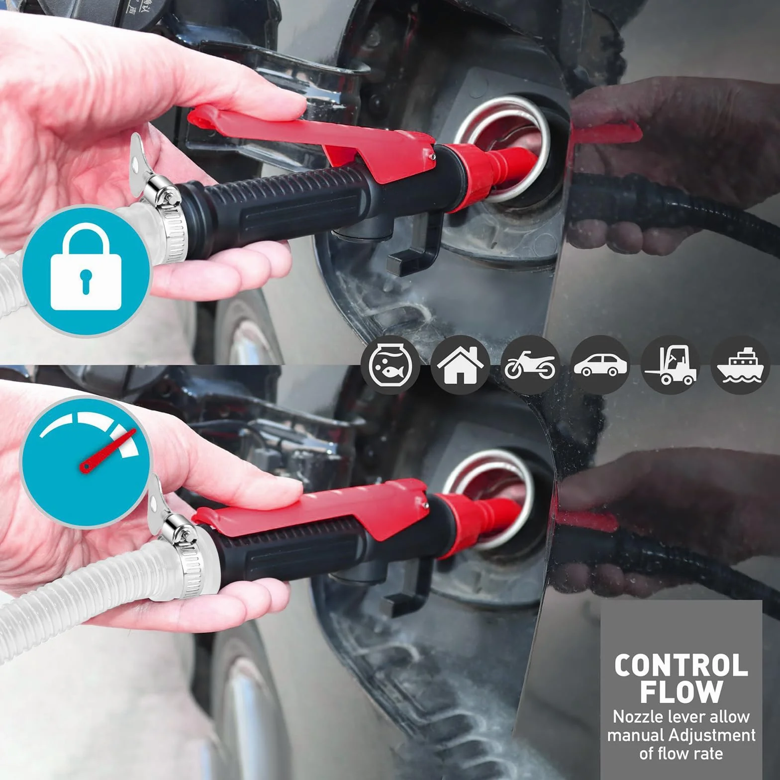 Pompa a benzina elettrica a batteria,Pompa di Trasferimento Portatile con Ugello di Controllo di Flusso,tanica aspirazione automatica per benzina