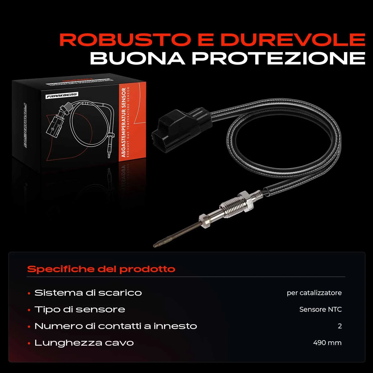 Frankberg Sensore temperatura gas di scarico Compatibile Focus III Turnier Tourneo Connect C-Max II