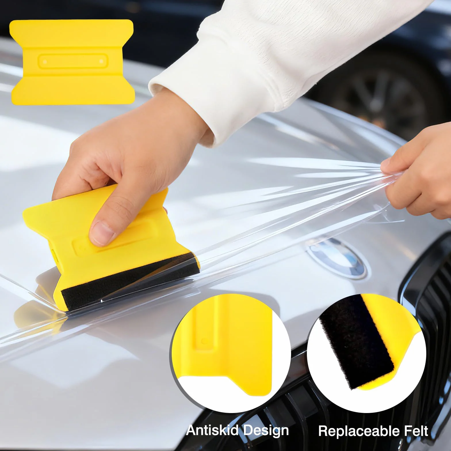 VINATO Set da 10 Raschietti per Pellicole Auto – Kit per Applicazione Pellicole con Raschietto in Feltro, Raschietti Triangolari, Micro Raschietto, Raschietti per Bordi & Taglierino