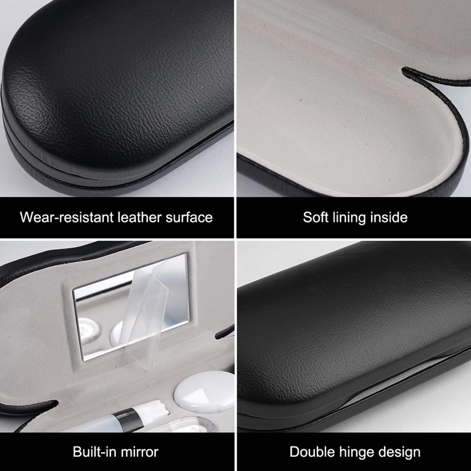 Custodia per Occhiali da Vista e Lenti a Contatto 2 in 1 con Specchio e Pinzetta Portatile