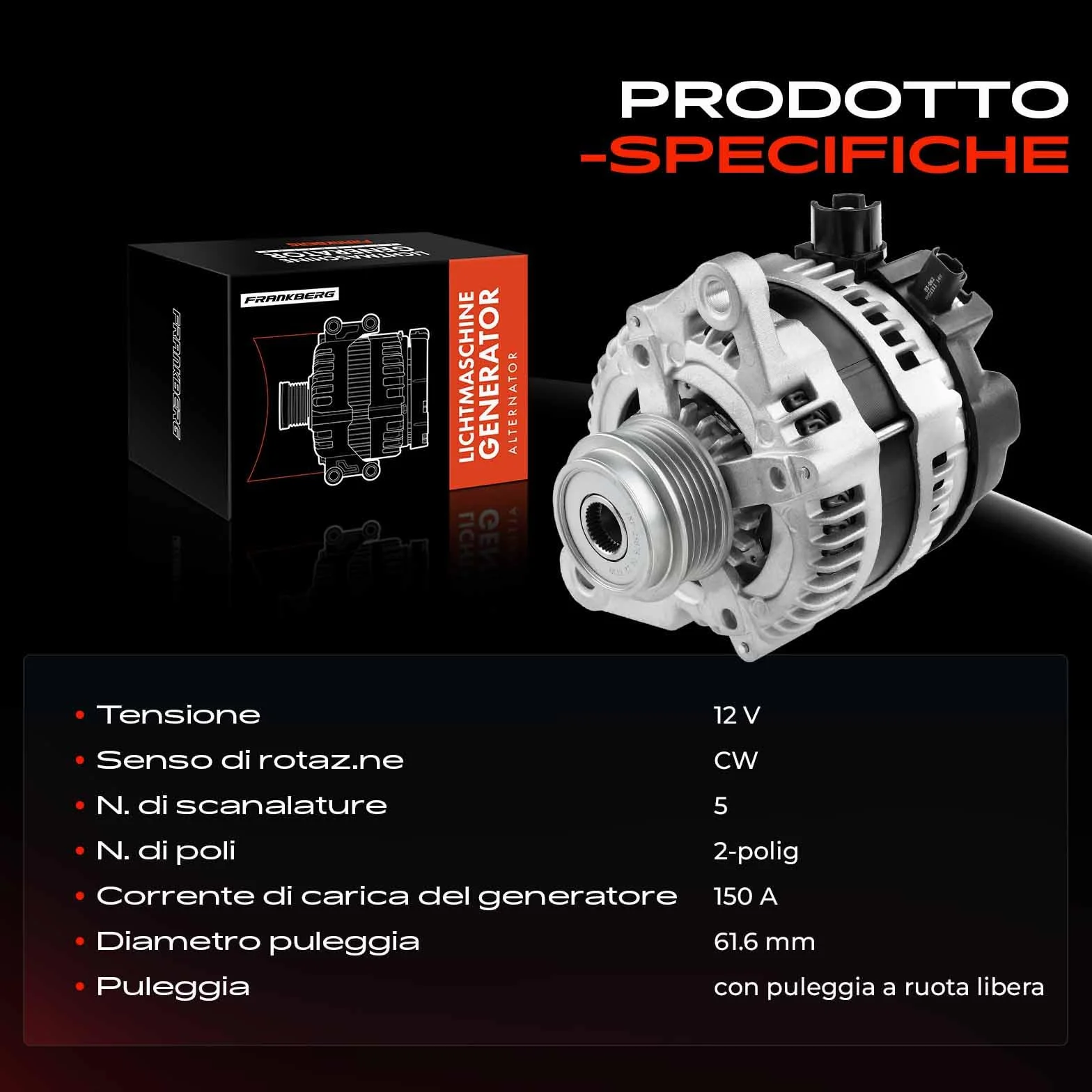 Frankberg Alternator 104210-5021 104210-5020 Compatibile 159 939 2.4 JTDM 20V Q4