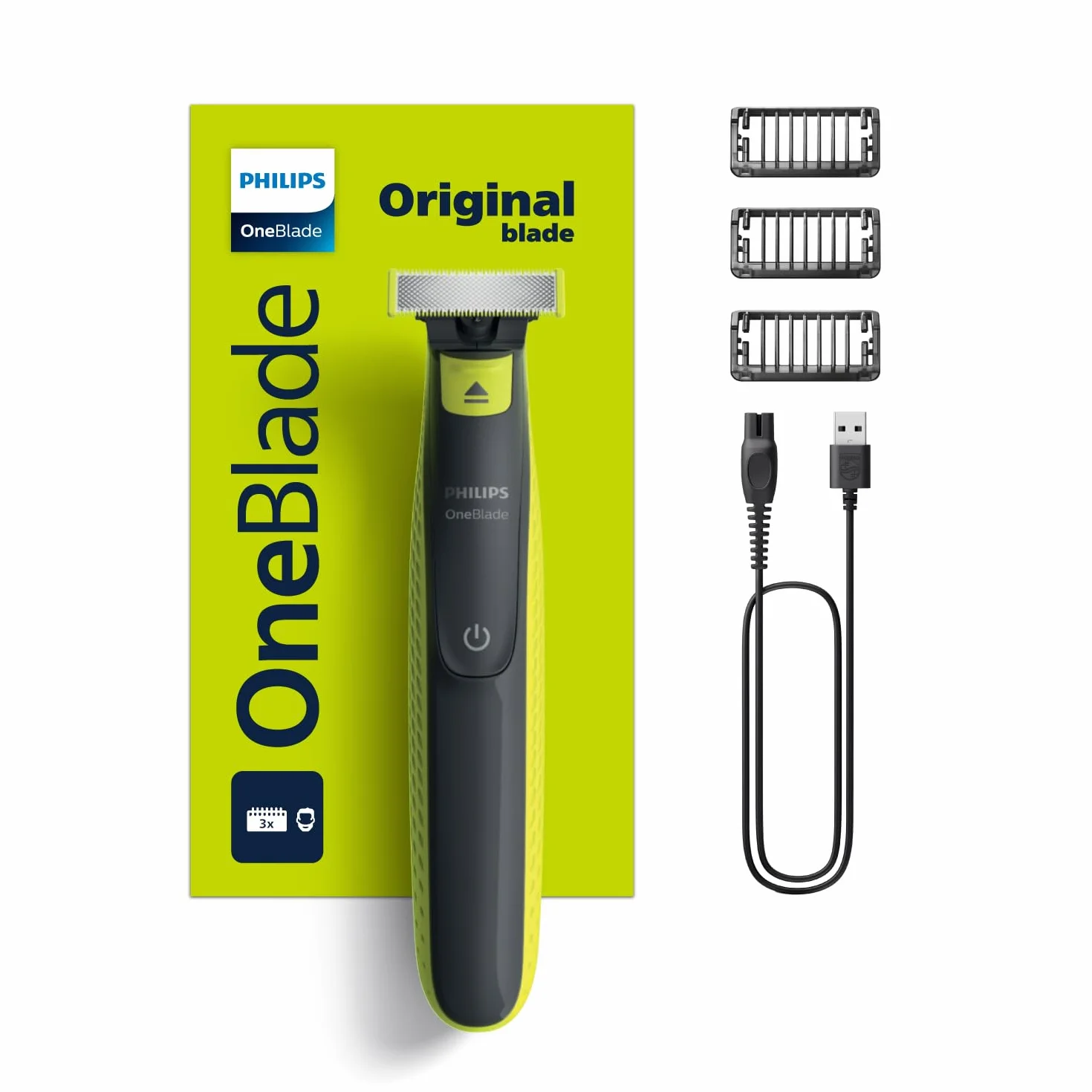 PHILIPS Oneblade QP2724/10 Regolabarba 3 accessori 1-5mm Senza Fili Ricaricabile Verde Nero