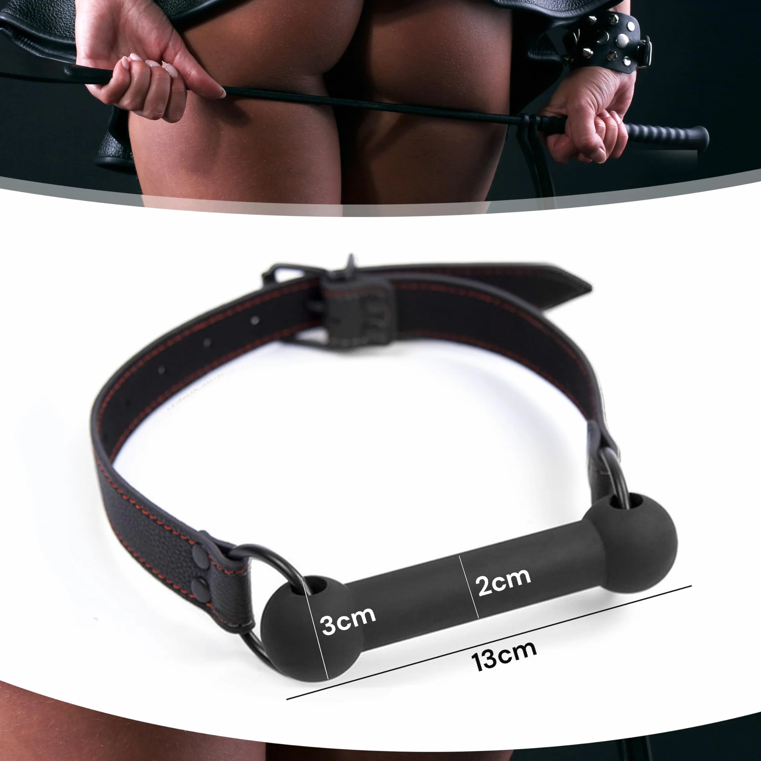 Mouth Gag BDSM a Forma di Osso Nero Regolabile Ecopelle per Bondage Fetish Gioco Ruolo