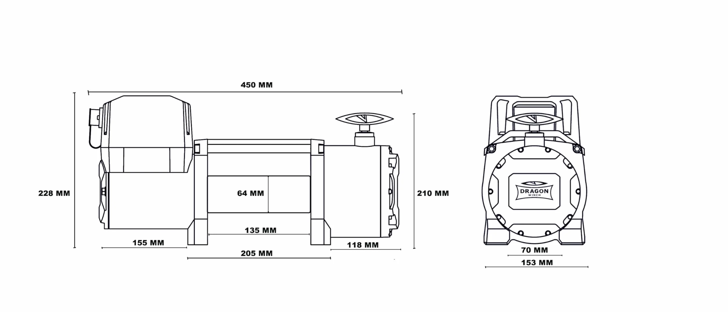 Verricello Elettrico Maverick 12V 10000 lbs (4536 kg) Cavo in Acciaio 24m DRAGON WINCH